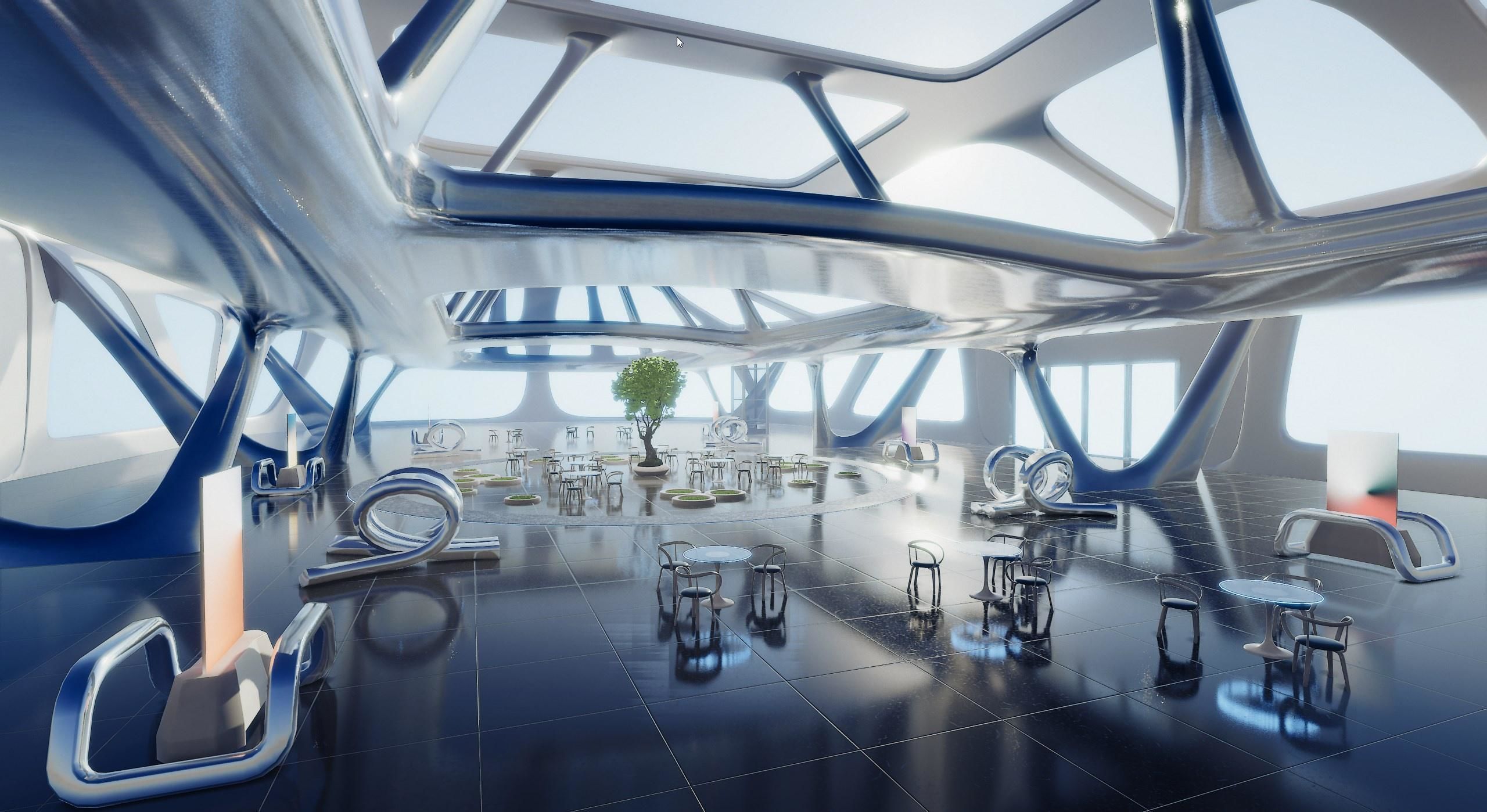  Exhibition Hall Futuristic Interior Unity Low-poly 3D model_7