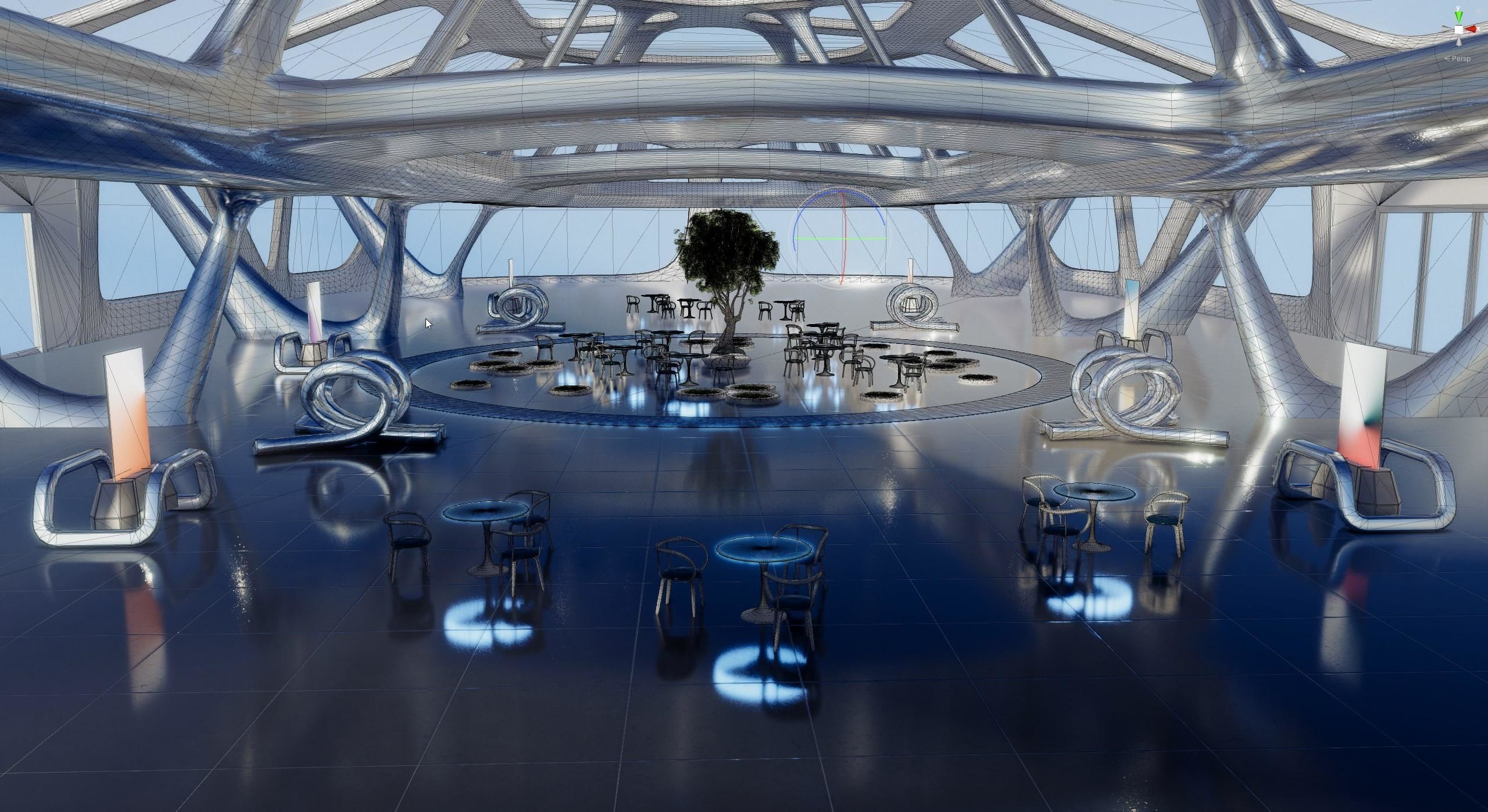  Exhibition Hall Futuristic Interior Unity Low-poly 3D model_9