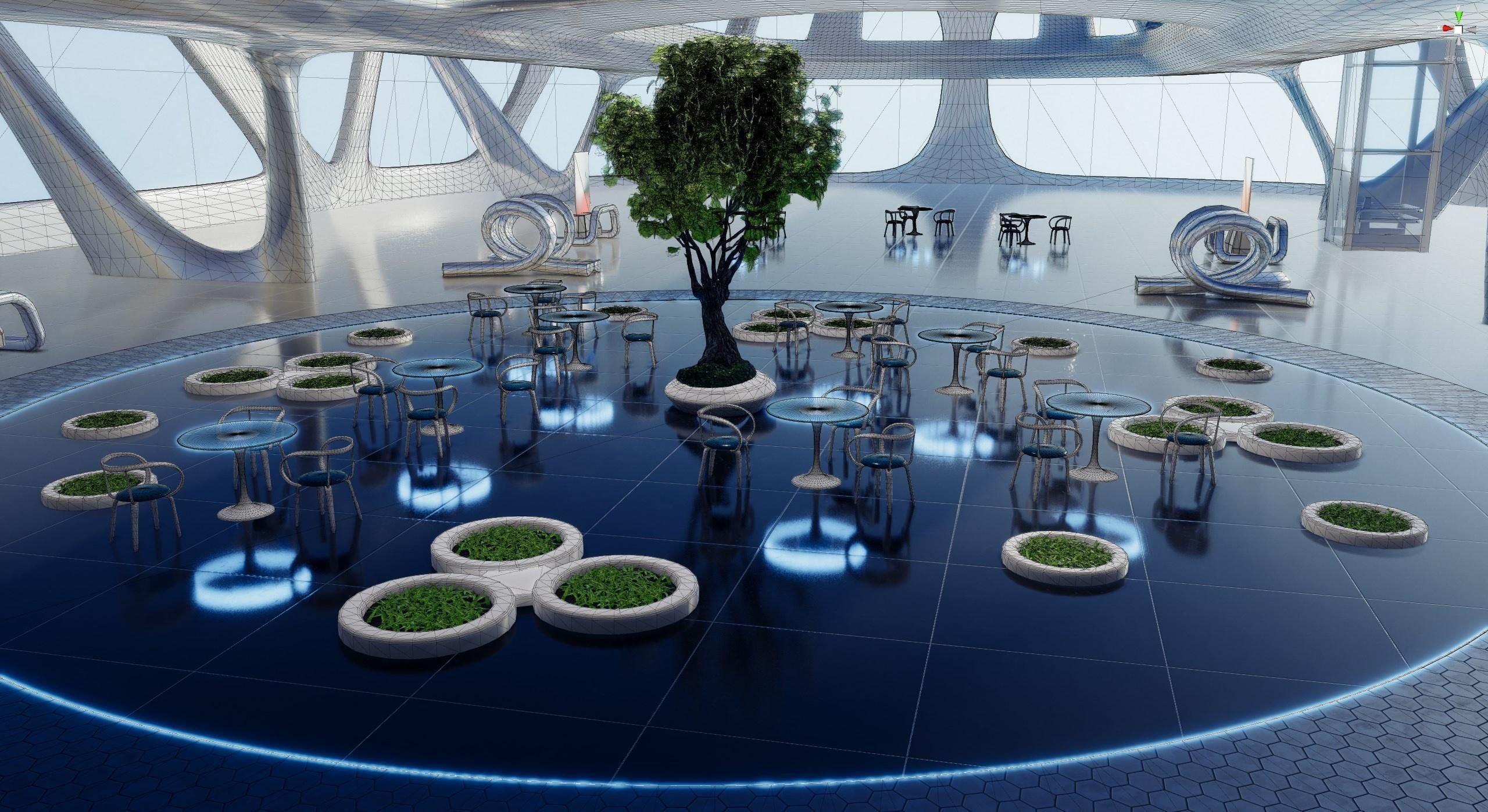  Exhibition Hall Futuristic Interior Unity Low-poly 3D model_8