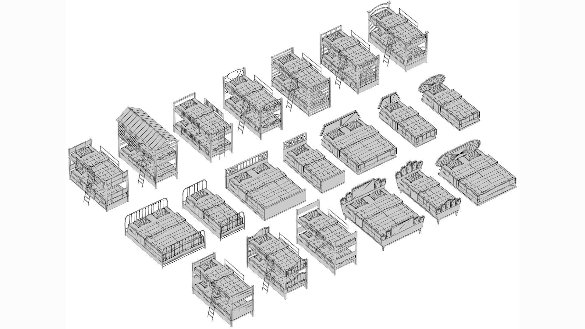  3D model collection of furniture and models low-poly Low-poly 3D model_6