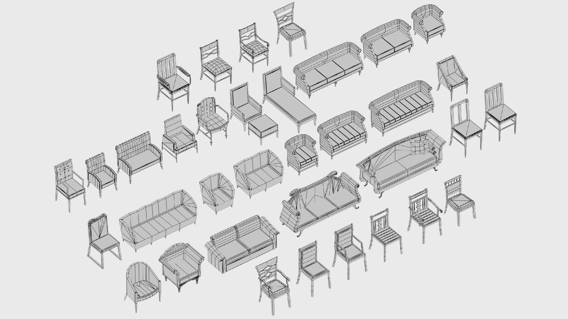  3D model collection of furniture and models low-poly Low-poly 3D model_14