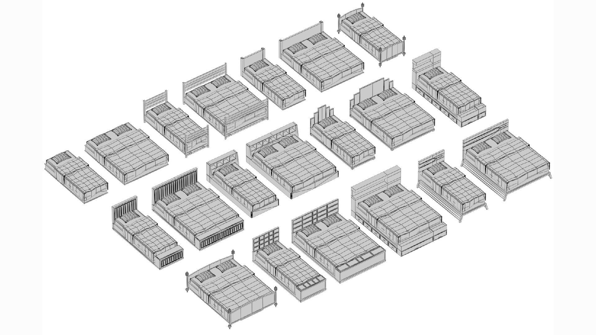  3D model collection of furniture and models low-poly Low-poly 3D model_4