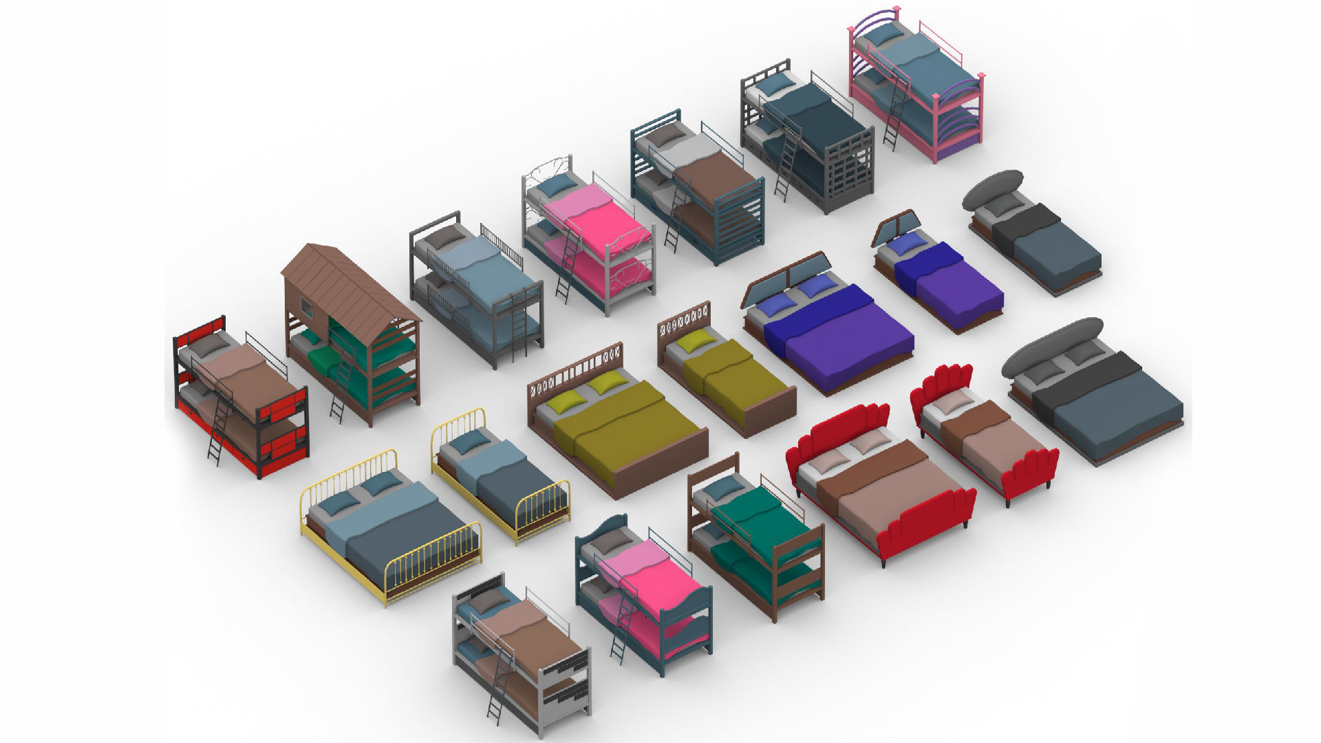  3D model collection of furniture and models low-poly Low-poly 3D model_5