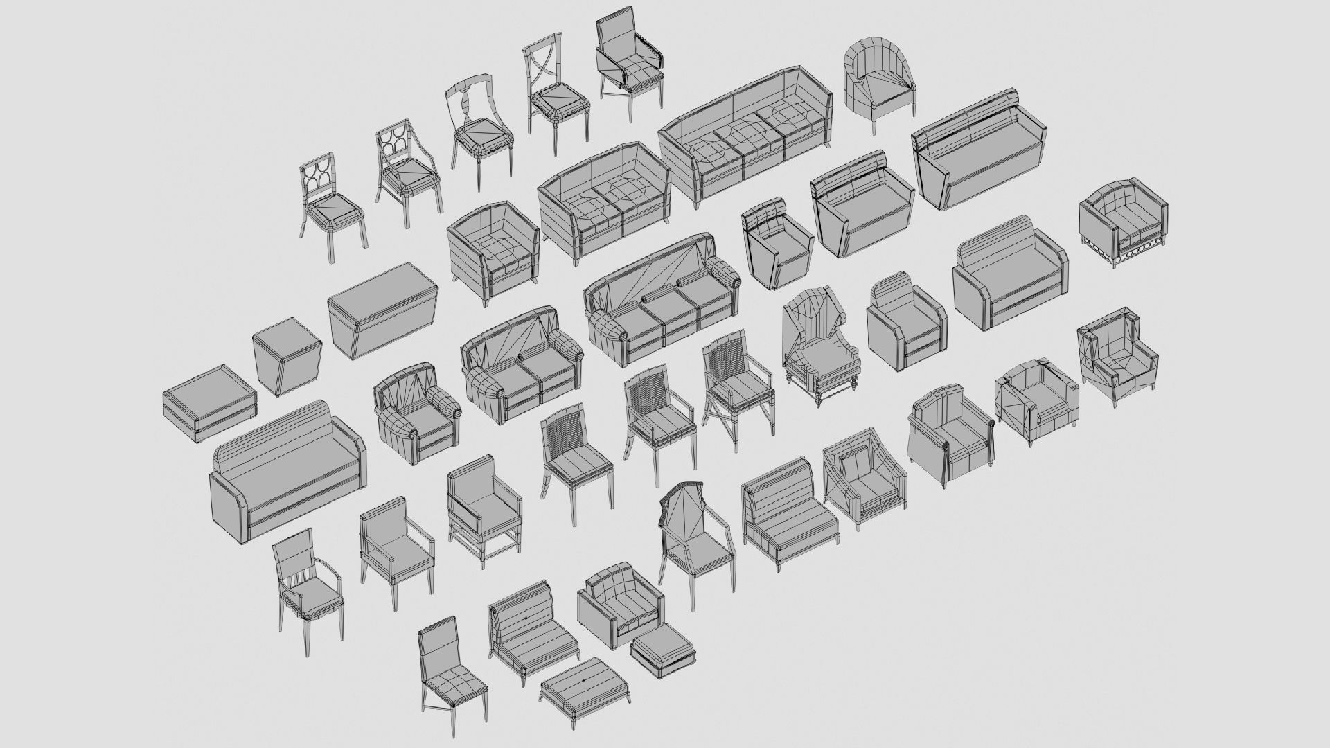  3D model collection of furniture and models low-poly Low-poly 3D model_16
