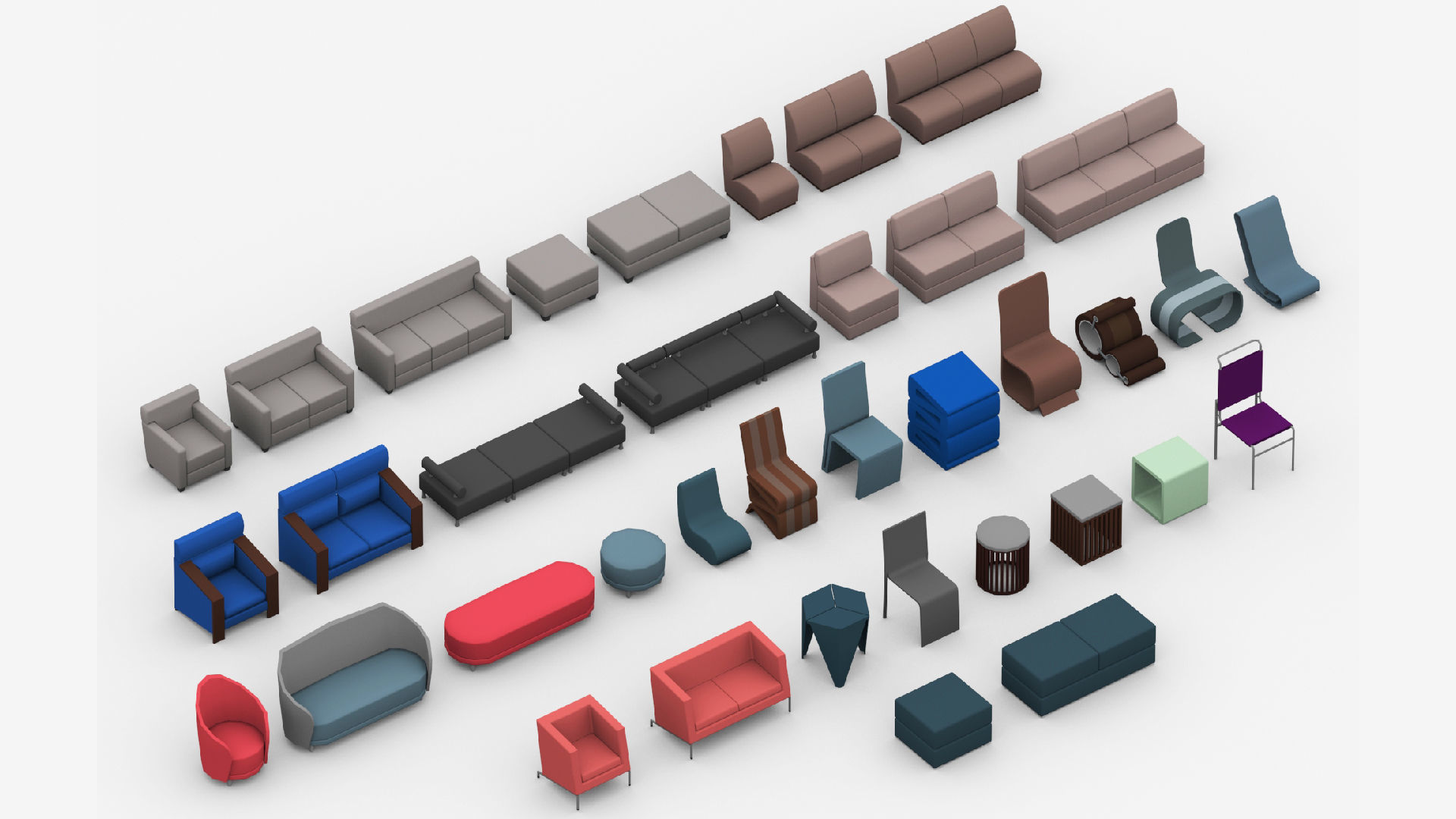  3D model collection of furniture and models low-poly Low-poly 3D model_17