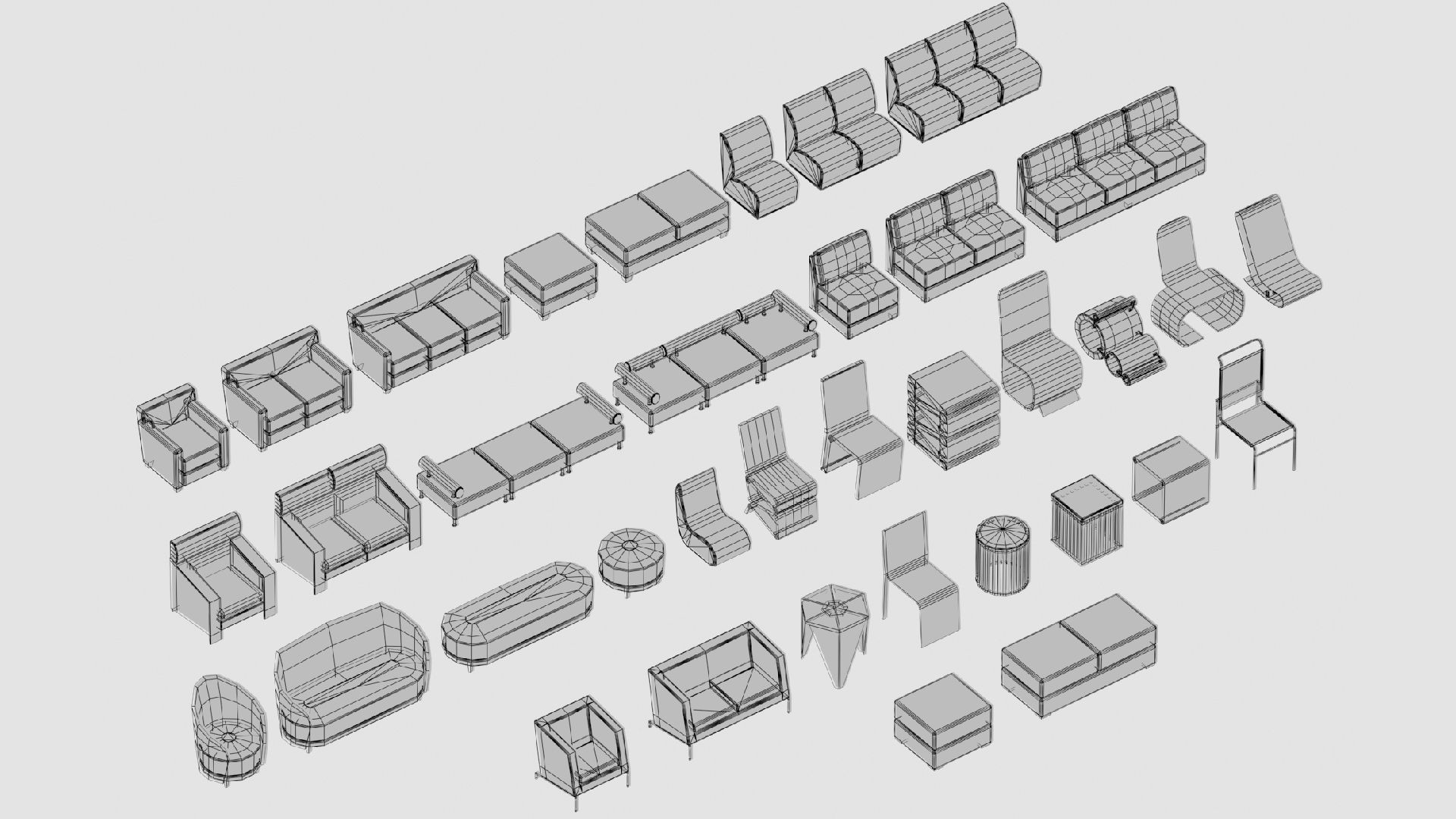  3D model collection of furniture and models low-poly Low-poly 3D model_18