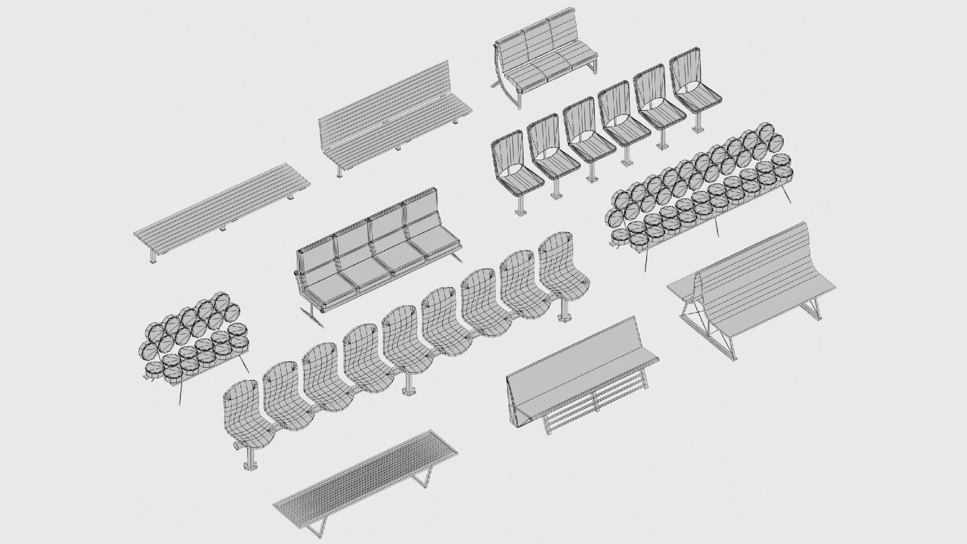  3D model collection of furniture and models low-poly Low-poly 3D model_22