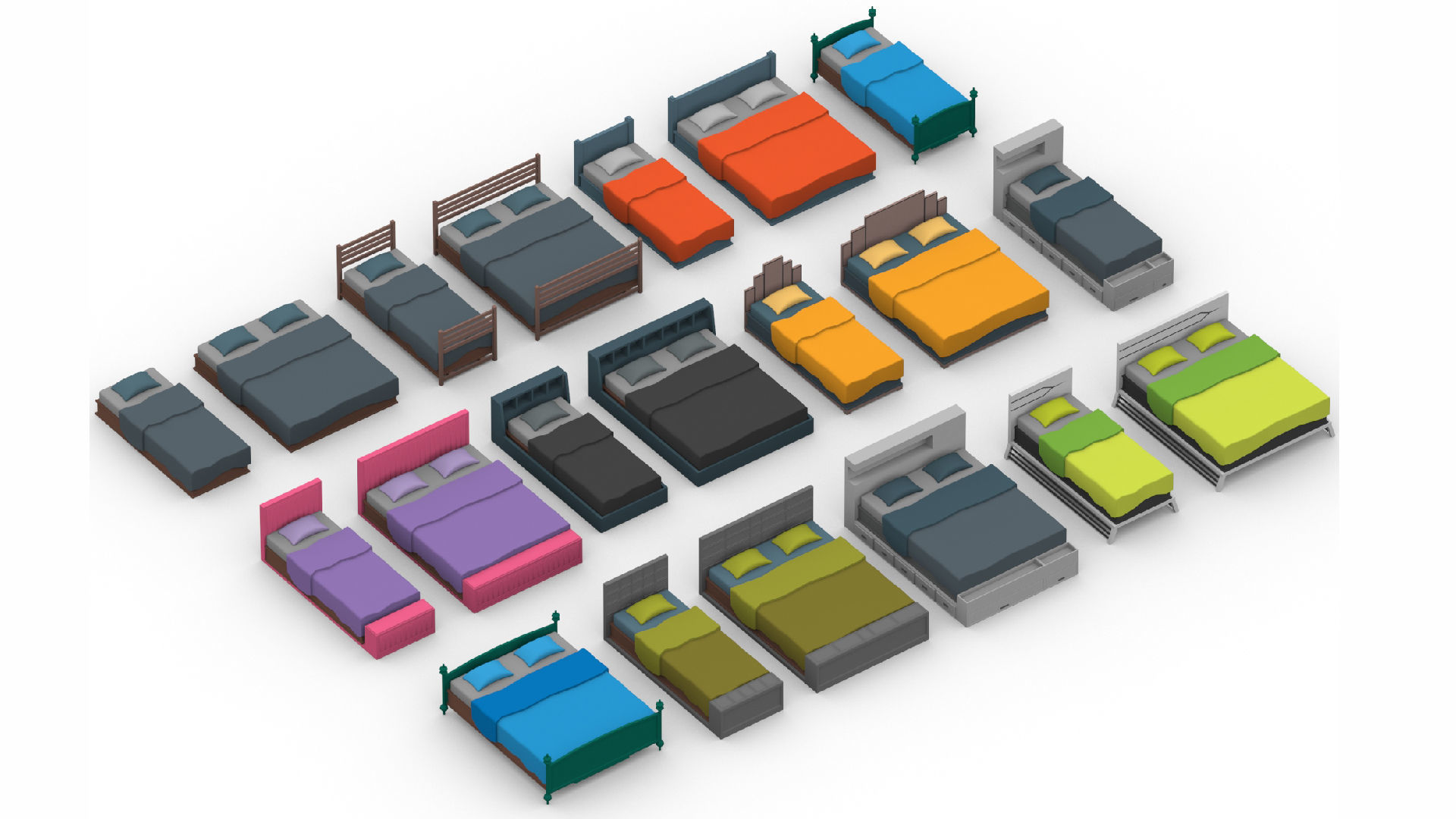  3D model collection of furniture and models low-poly Low-poly 3D model_3