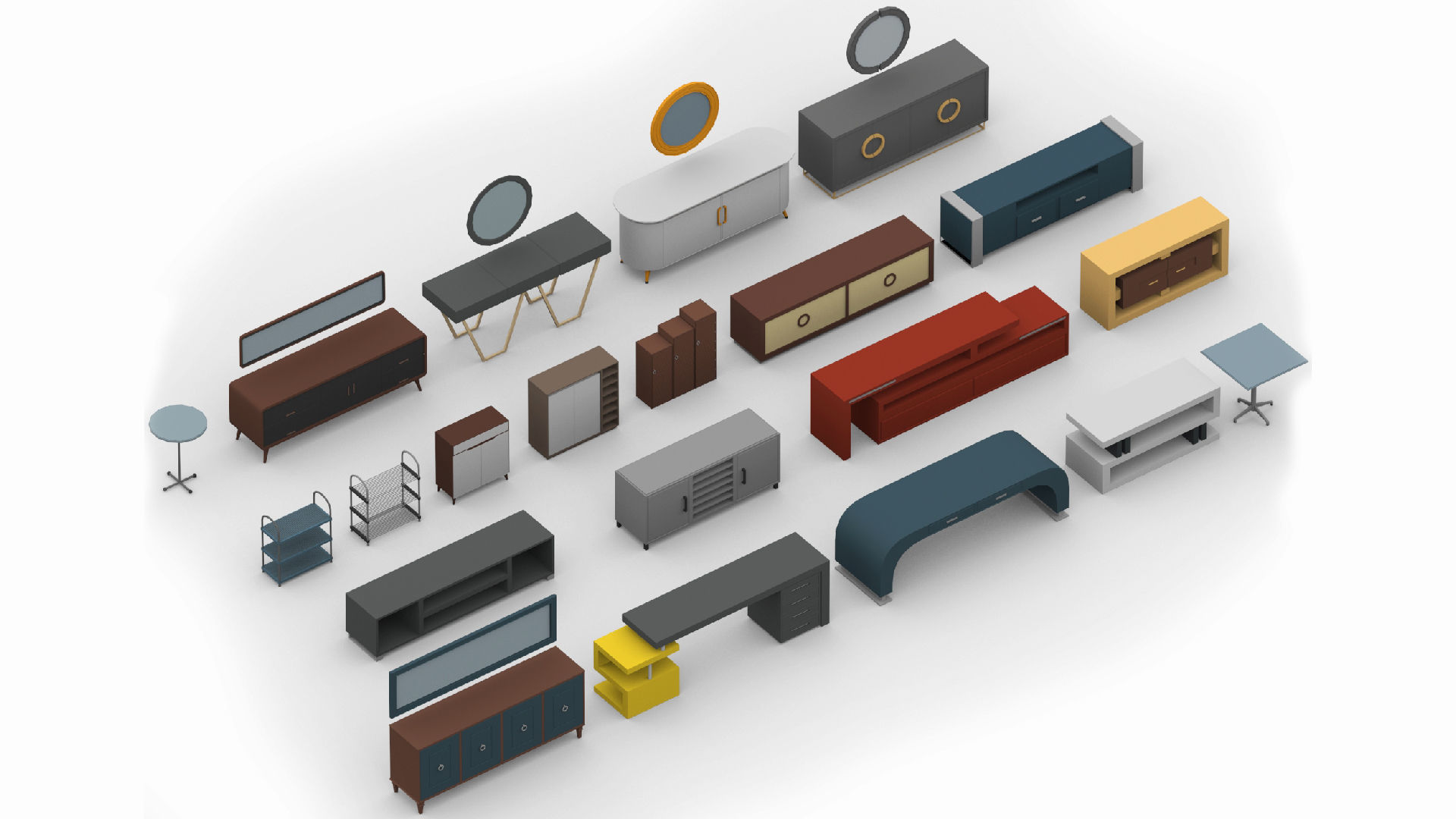  3D model collection of furniture and models low-poly Low-poly 3D model_9