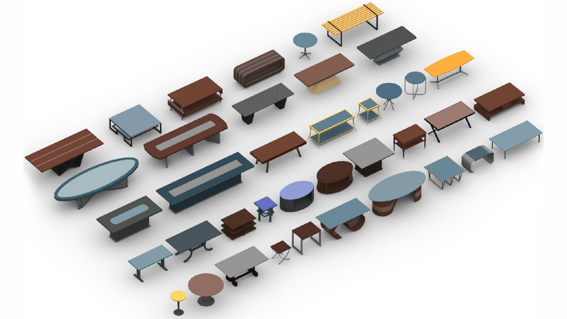  3D model collection of furniture and models low-poly Low-poly 3D model_7