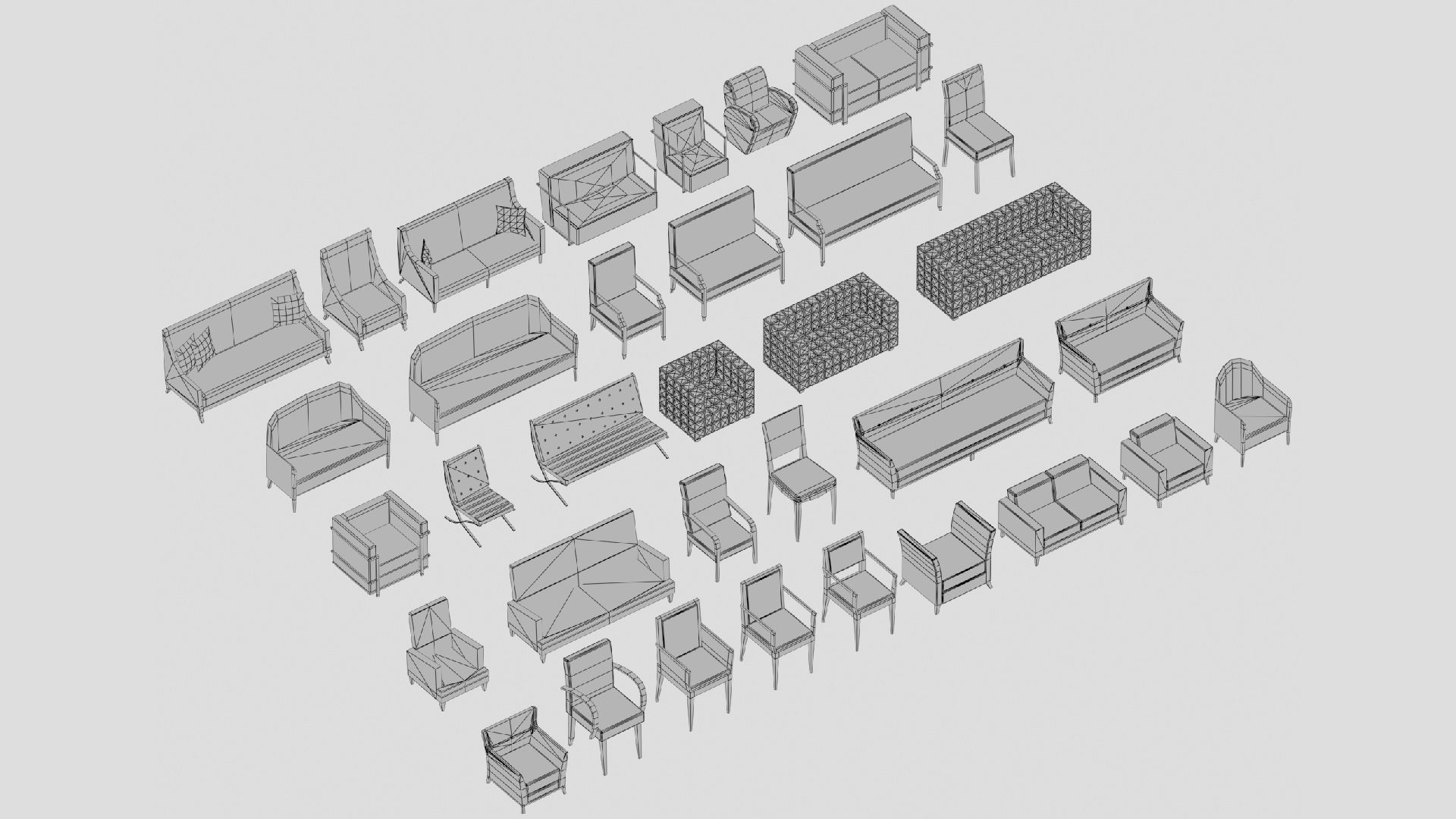  3D model collection of furniture and models low-poly Low-poly 3D model_12