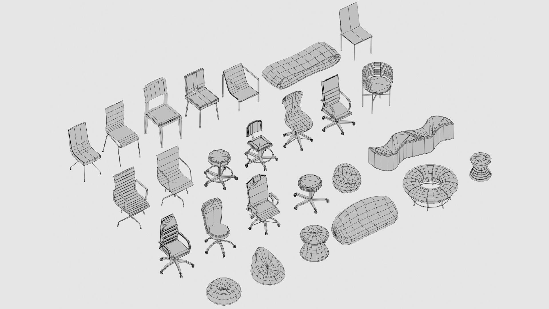  3D model collection of furniture and models low-poly Low-poly 3D model_20