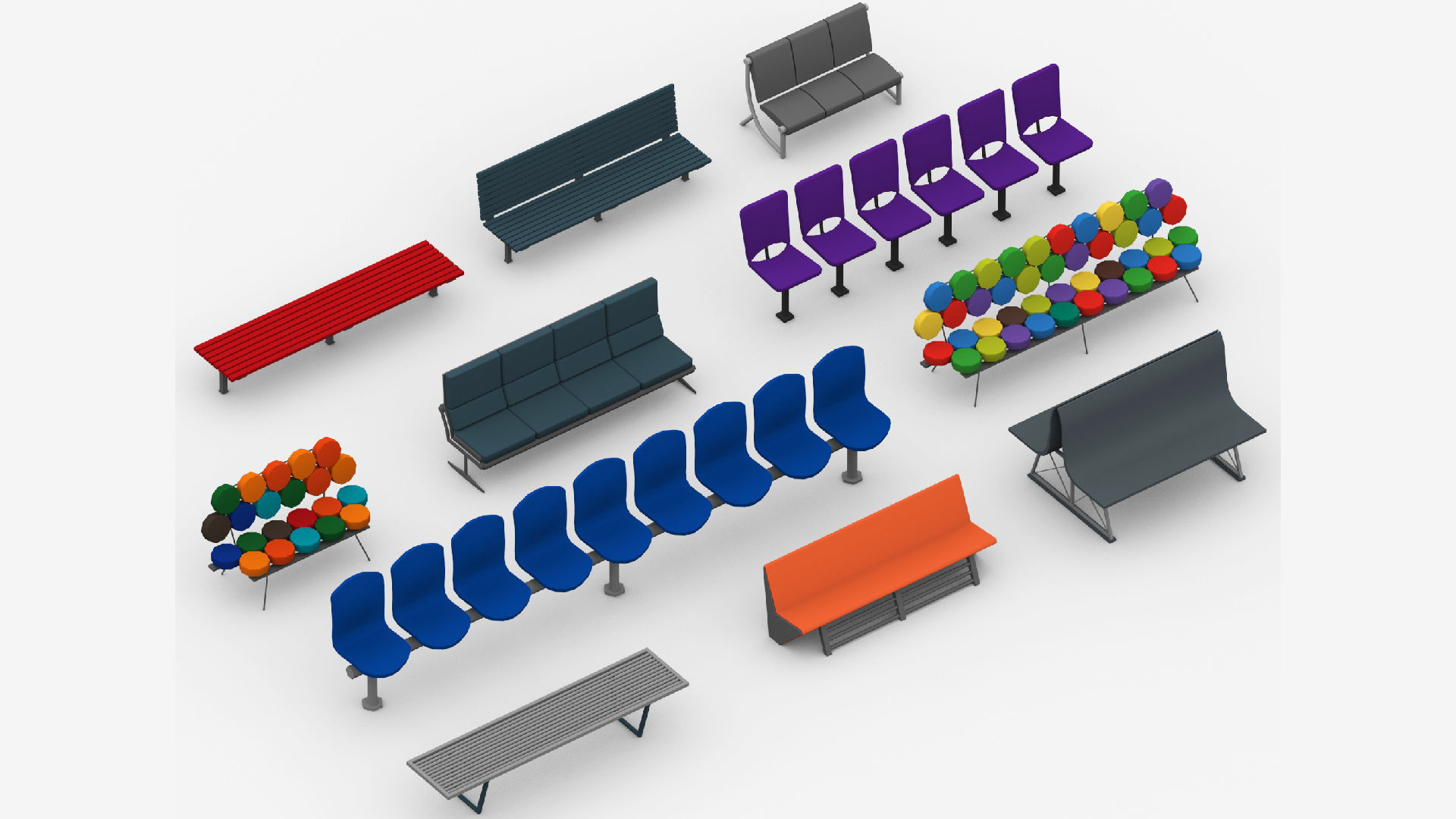  3D model collection of furniture and models low-poly Low-poly 3D model_21