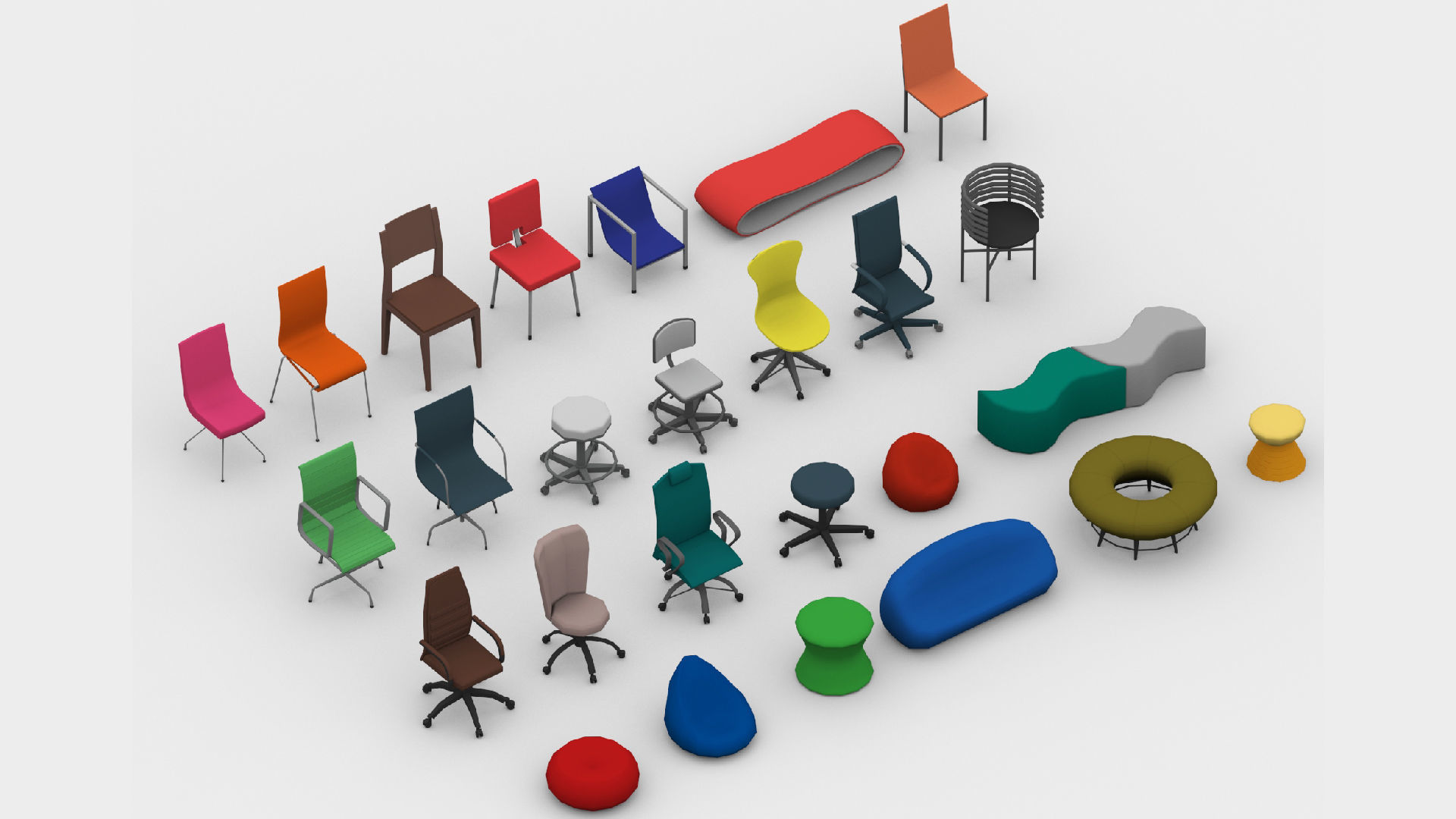  3D model collection of furniture and models low-poly Low-poly 3D model_19