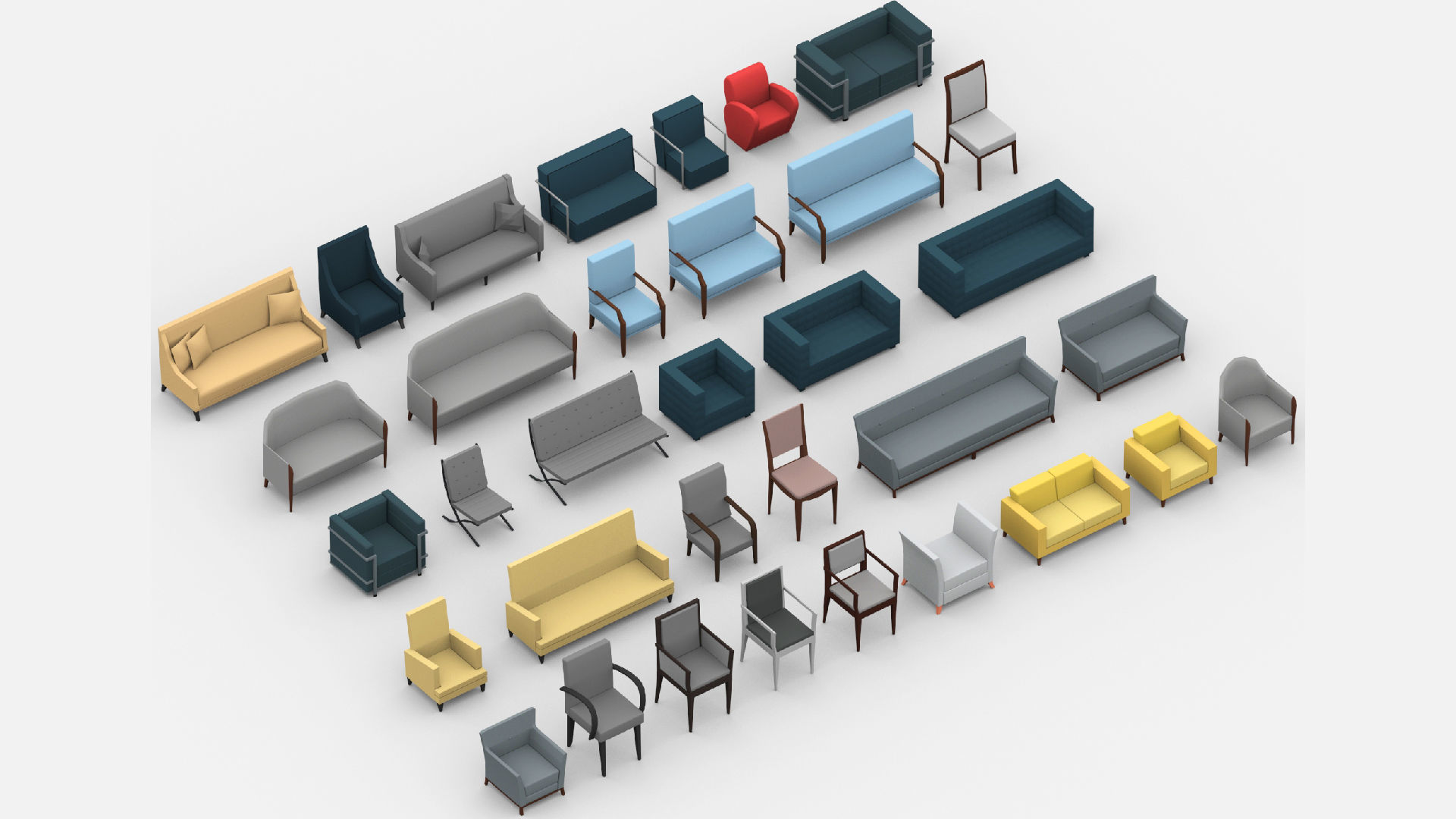  3D model collection of furniture and models low-poly Low-poly 3D model_11