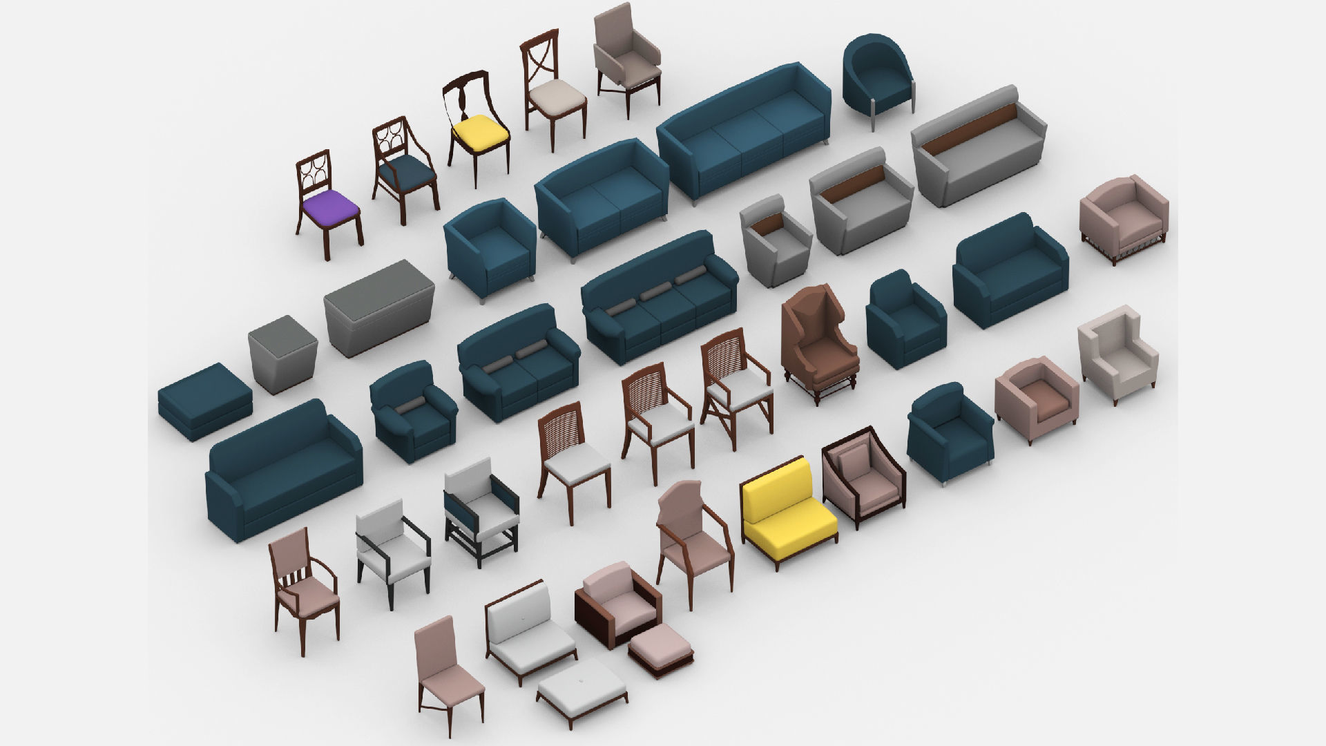  3D model collection of furniture and models low-poly Low-poly 3D model_15