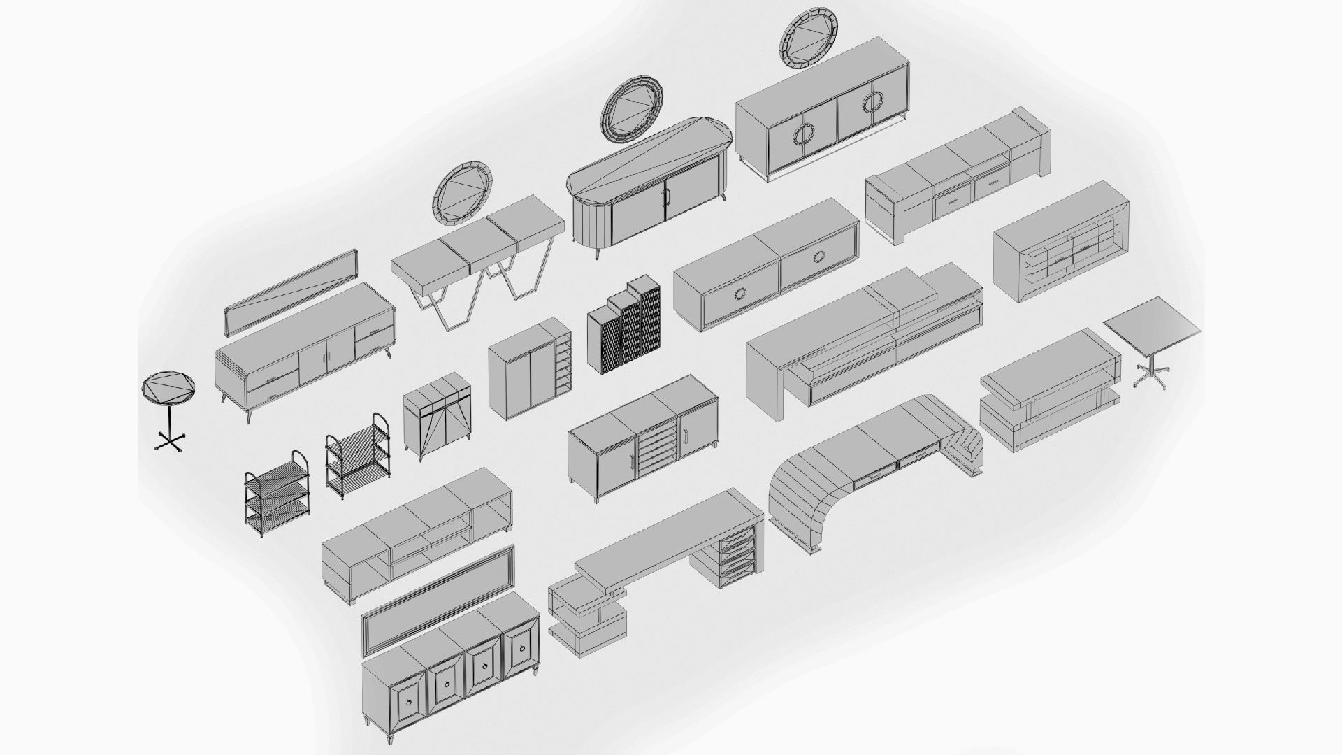  3D model collection of furniture and models low-poly Low-poly 3D model_10