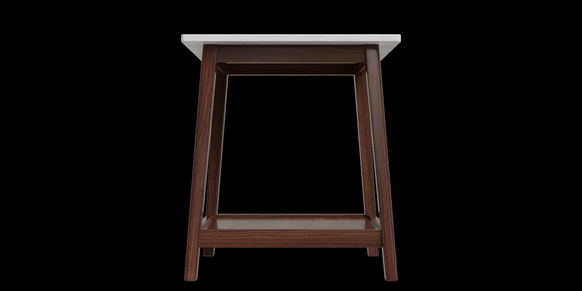 Walnut Finish With Faux Marble Top Solid Wood Leg Side Table 3D model_2