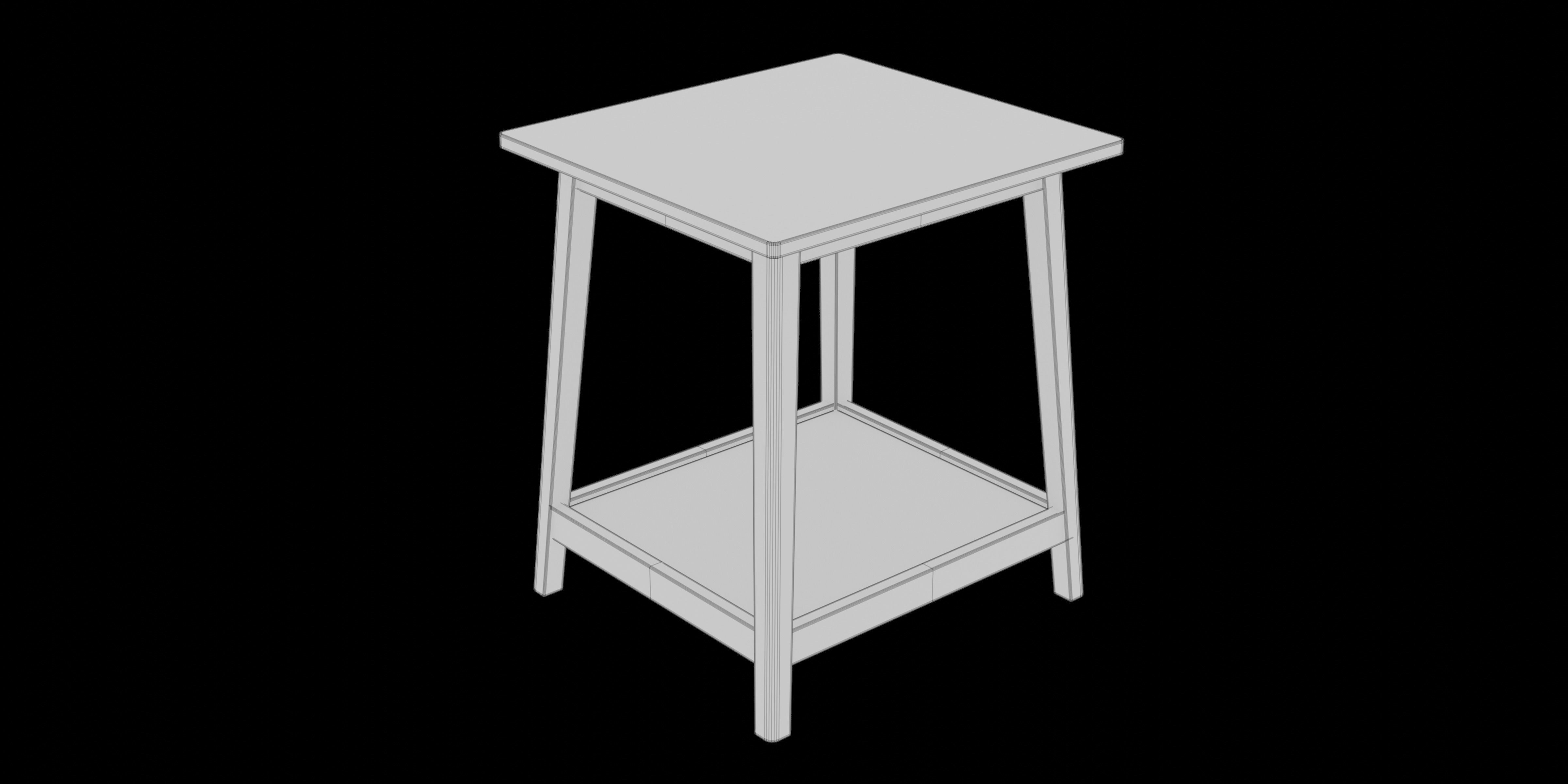 Walnut Finish With Faux Marble Top Solid Wood Leg Side Table 3D model_6