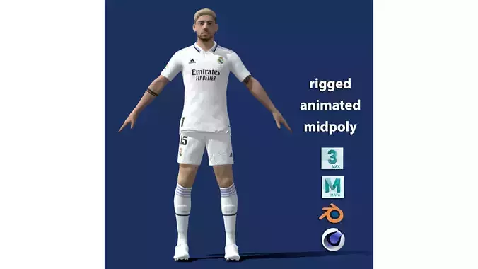 T-P Rigged Valverde Real Madrid 2023 3D model
