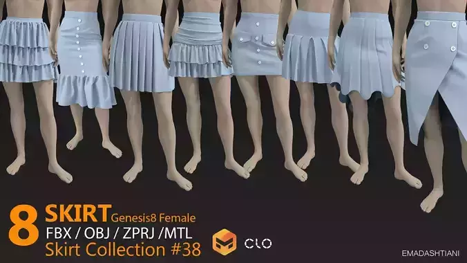 skirt collection 38  MarvelousDesigner-CLO3D ZPRJ FBX OBJ MTL
