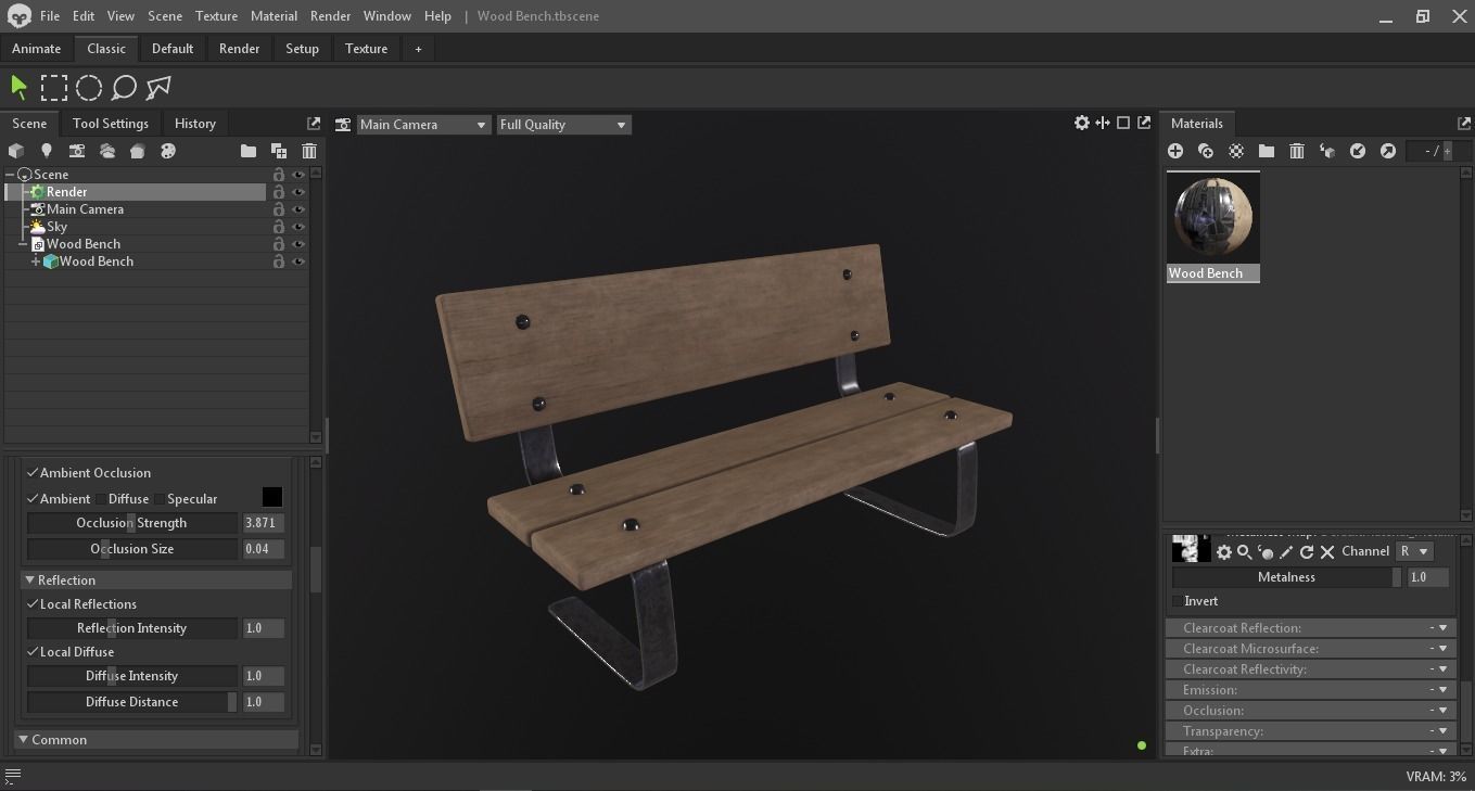 Wood Bench 3D Model Low-poly 3D model_6