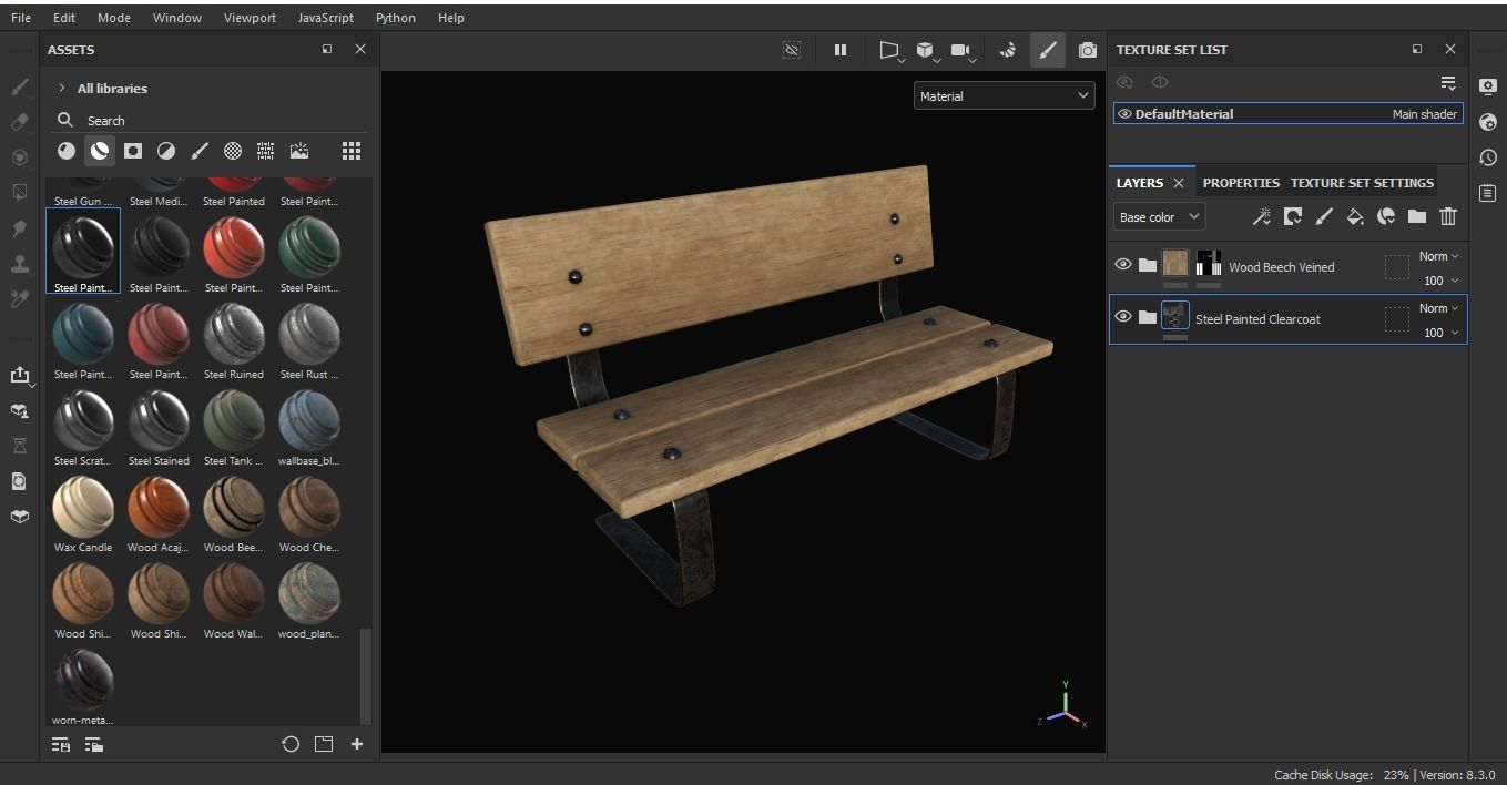 Wood Bench 3D Model Low-poly 3D model_5