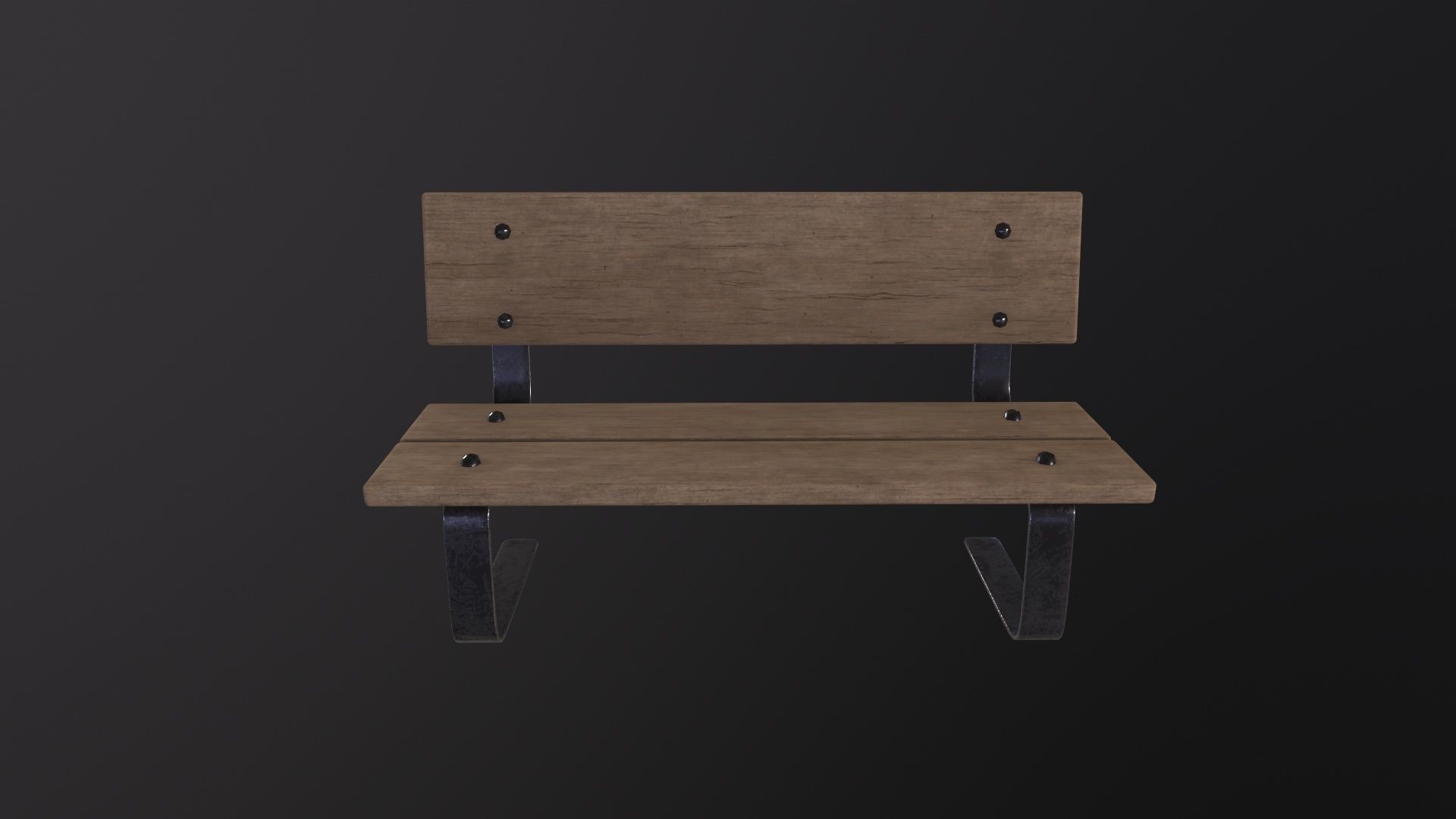 Wood Bench 3D Model Low-poly 3D model_2