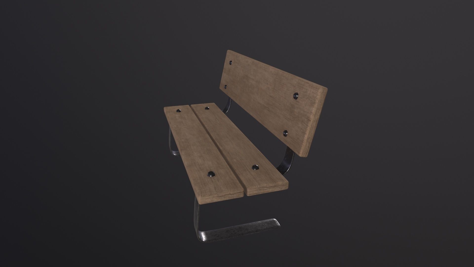 Wood Bench 3D Model Low-poly 3D model_3