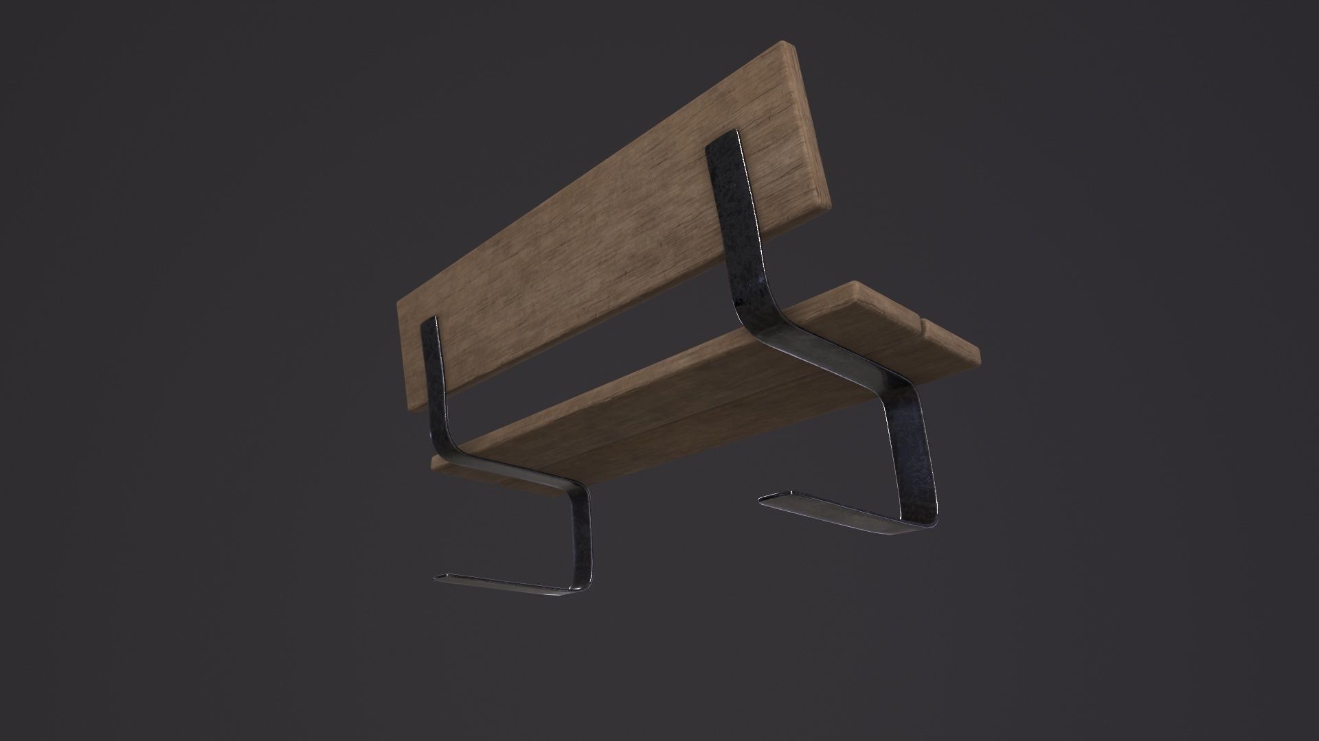 Wood Bench 3D Model Low-poly 3D model_4