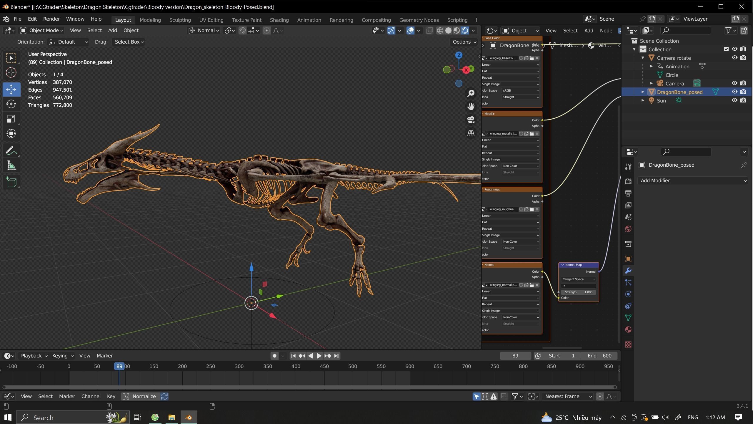 Dragon Wyvern Skeleton Low-poly 3D model_29