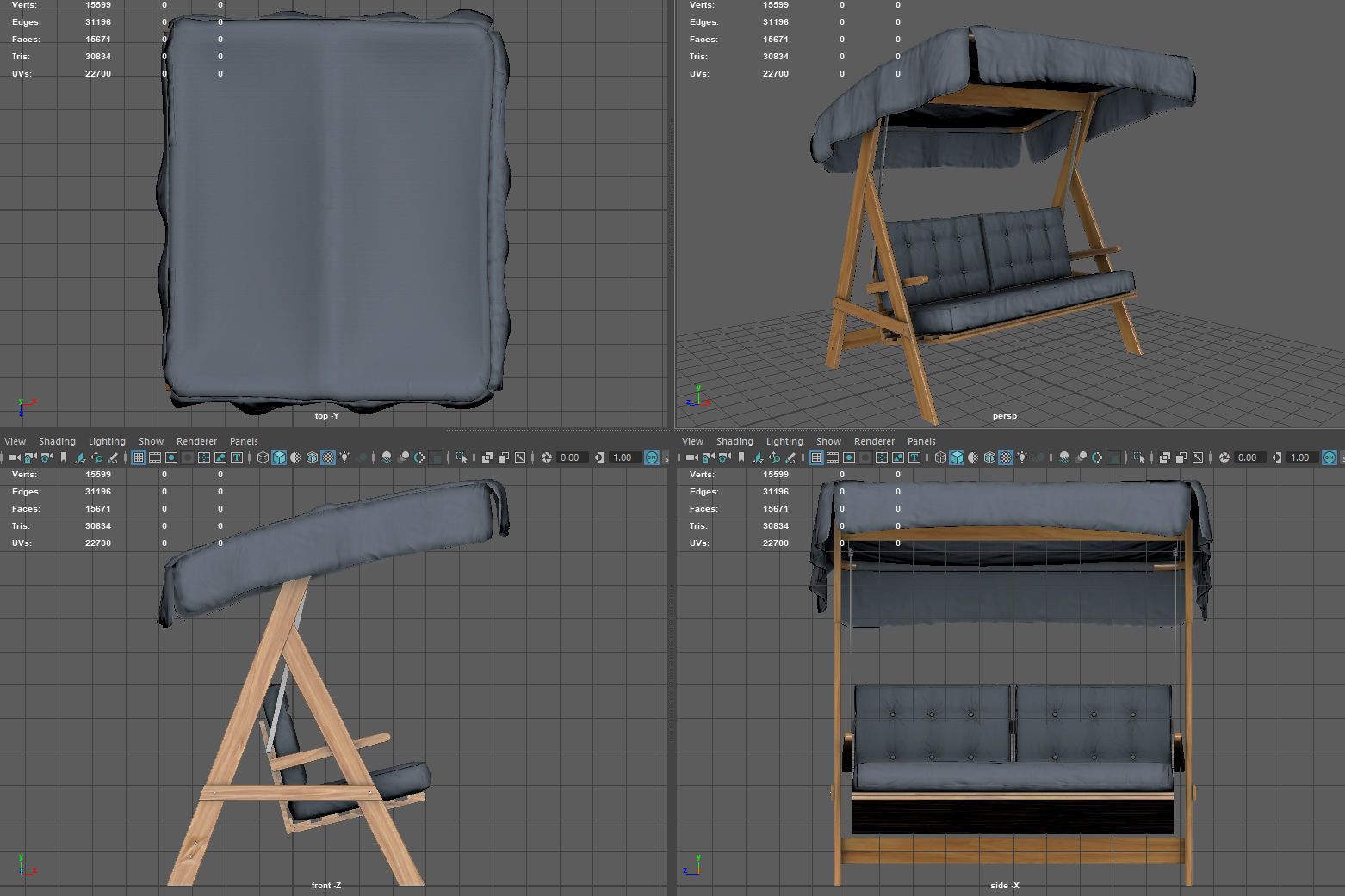 Hollywood Swing Low-poly 3D model_14