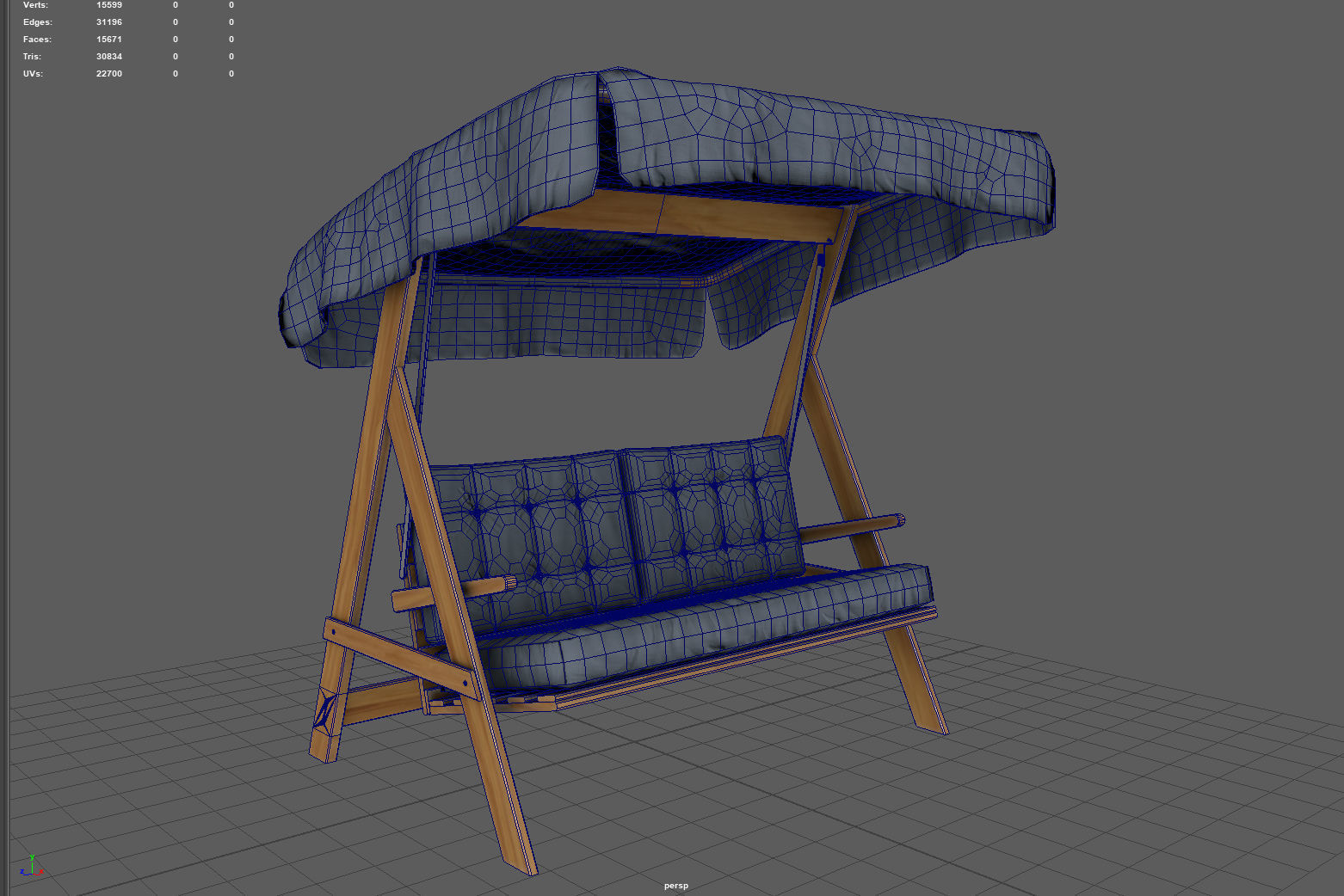 Hollywood Swing Low-poly 3D model_17