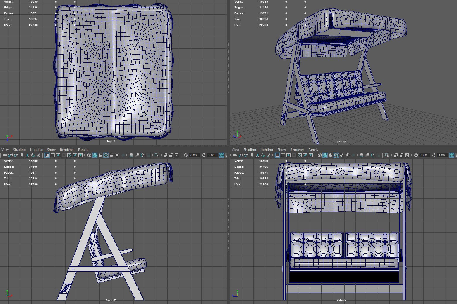 Hollywood Swing Low-poly 3D model_16
