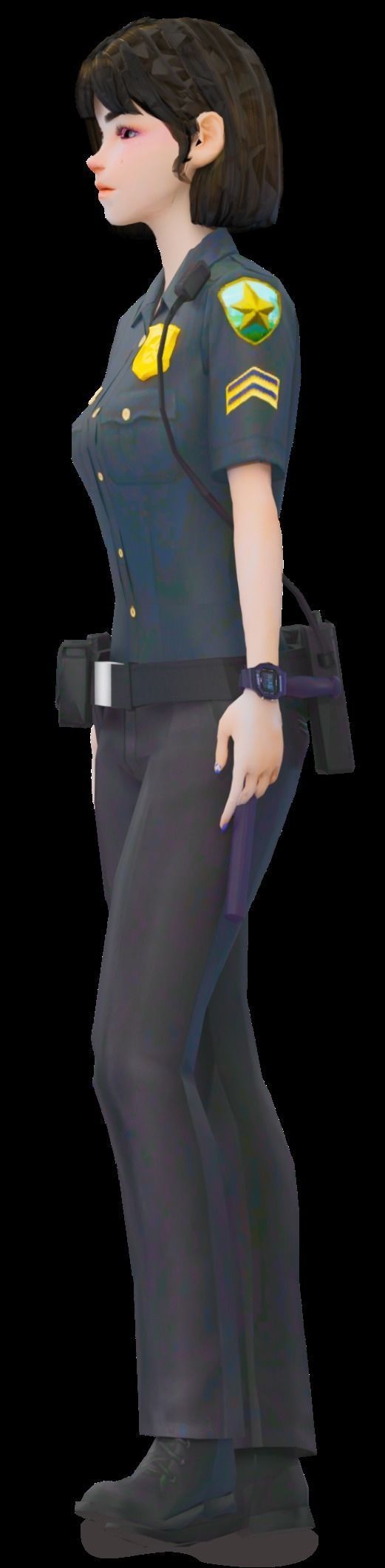 Low Poly and Rigged 3D Women Ready for Action Low-poly 3D model_35