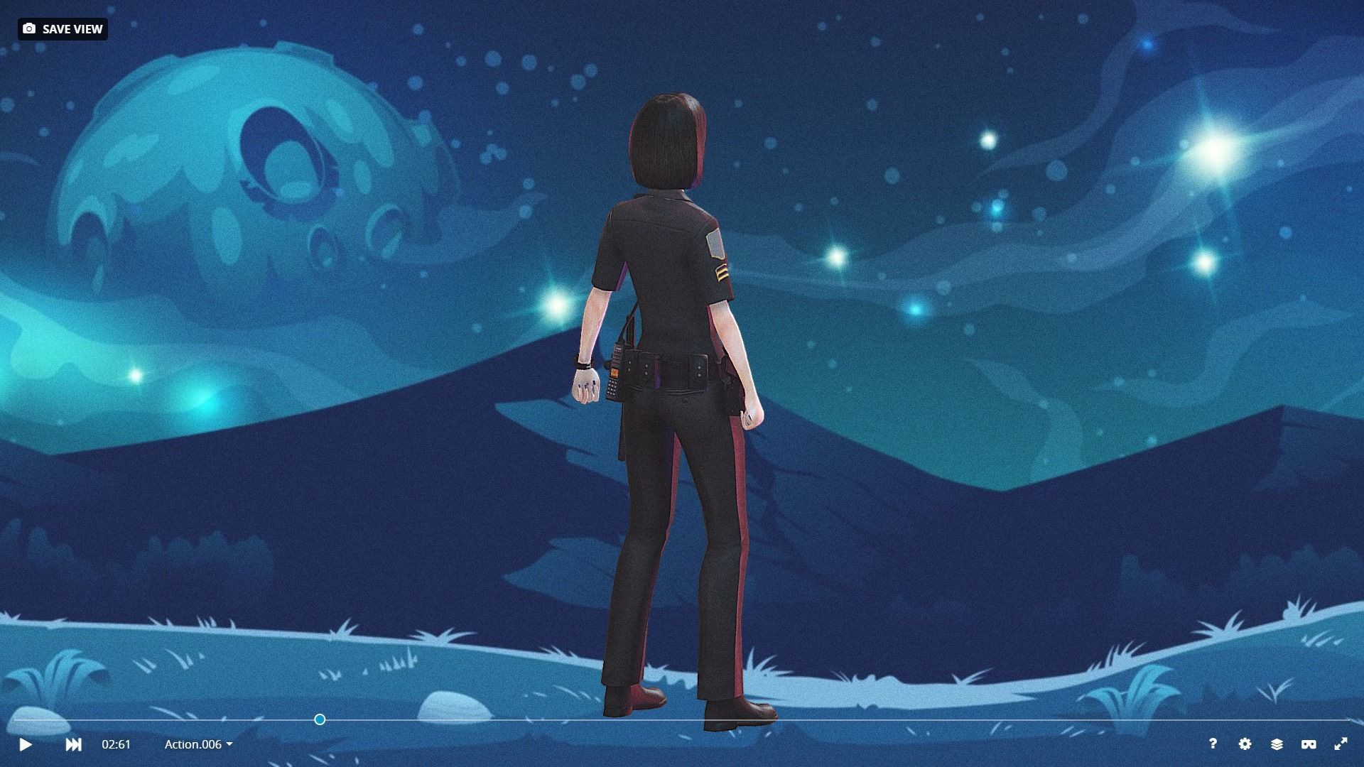 Low Poly and Rigged 3D Women Ready for Action Low-poly 3D model_14