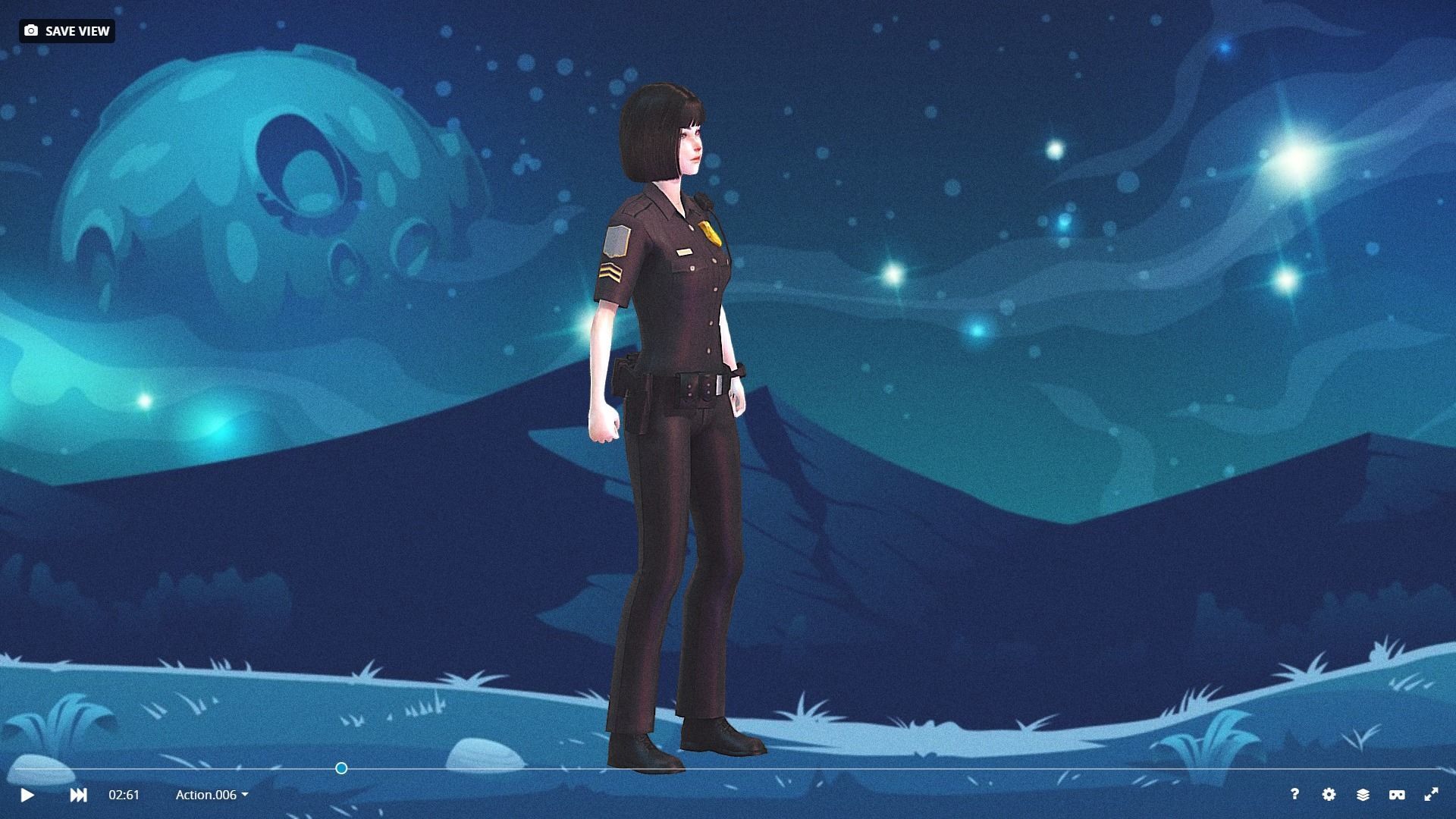 Low Poly and Rigged 3D Women Ready for Action Low-poly 3D model_17