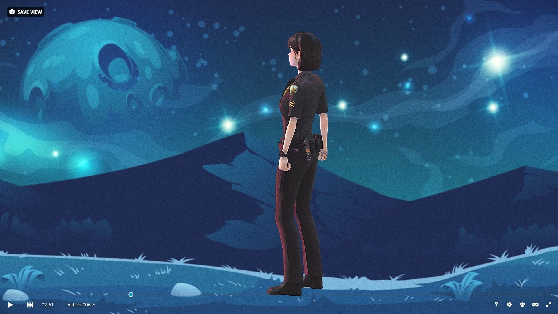 Low Poly and Rigged 3D Women Ready for Action Low-poly 3D model_11