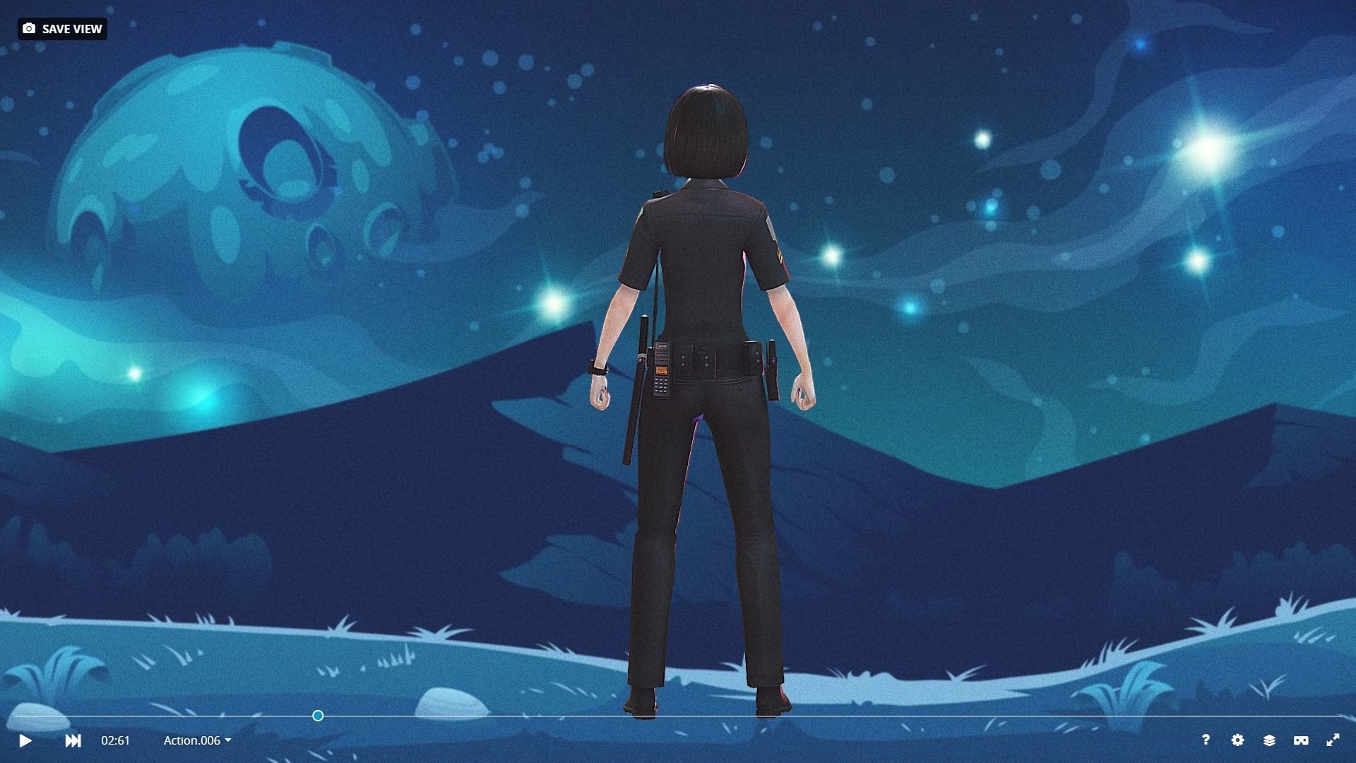 Low Poly and Rigged 3D Women Ready for Action Low-poly 3D model_13