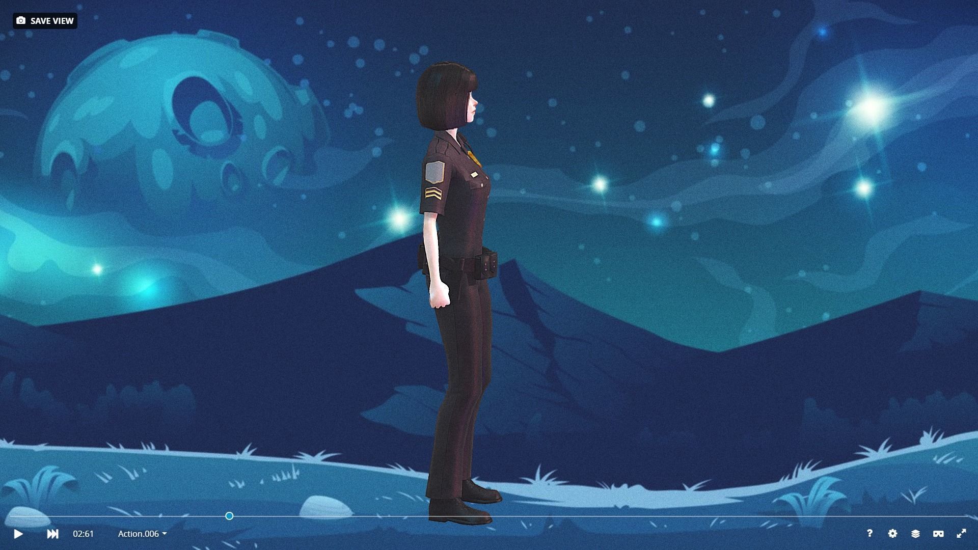 Low Poly and Rigged 3D Women Ready for Action Low-poly 3D model_16