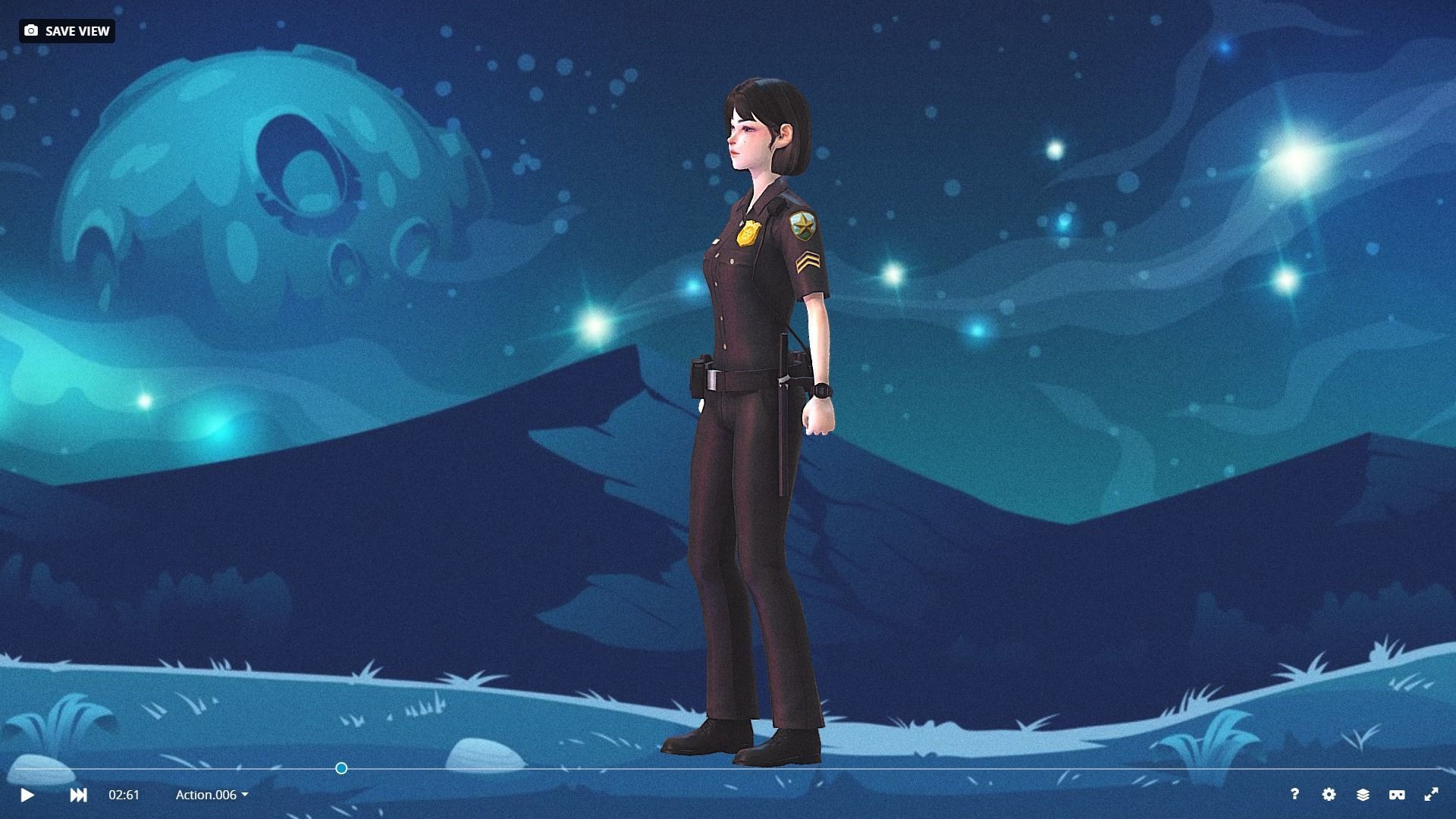 Low Poly and Rigged 3D Women Ready for Action Low-poly 3D model_9