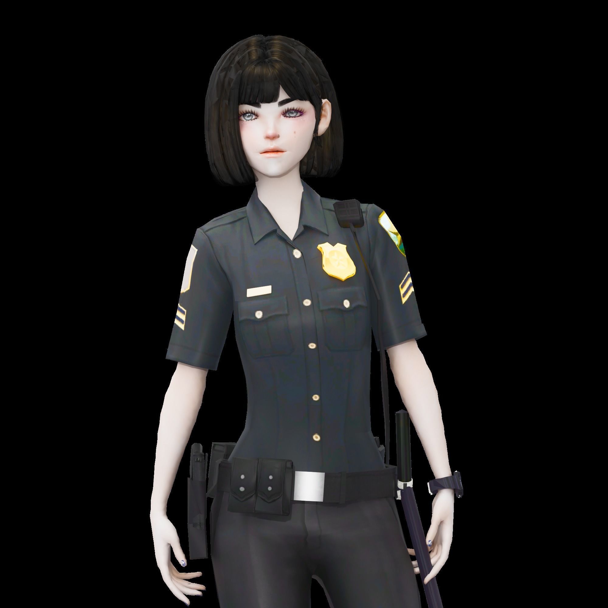 Low Poly and Rigged 3D Women Ready for Action Low-poly 3D model_37