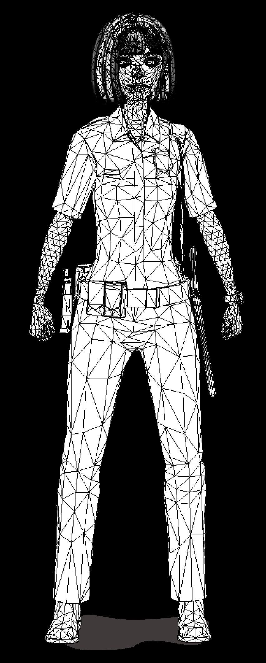 Low Poly and Rigged 3D Women Ready for Action Low-poly 3D model_29