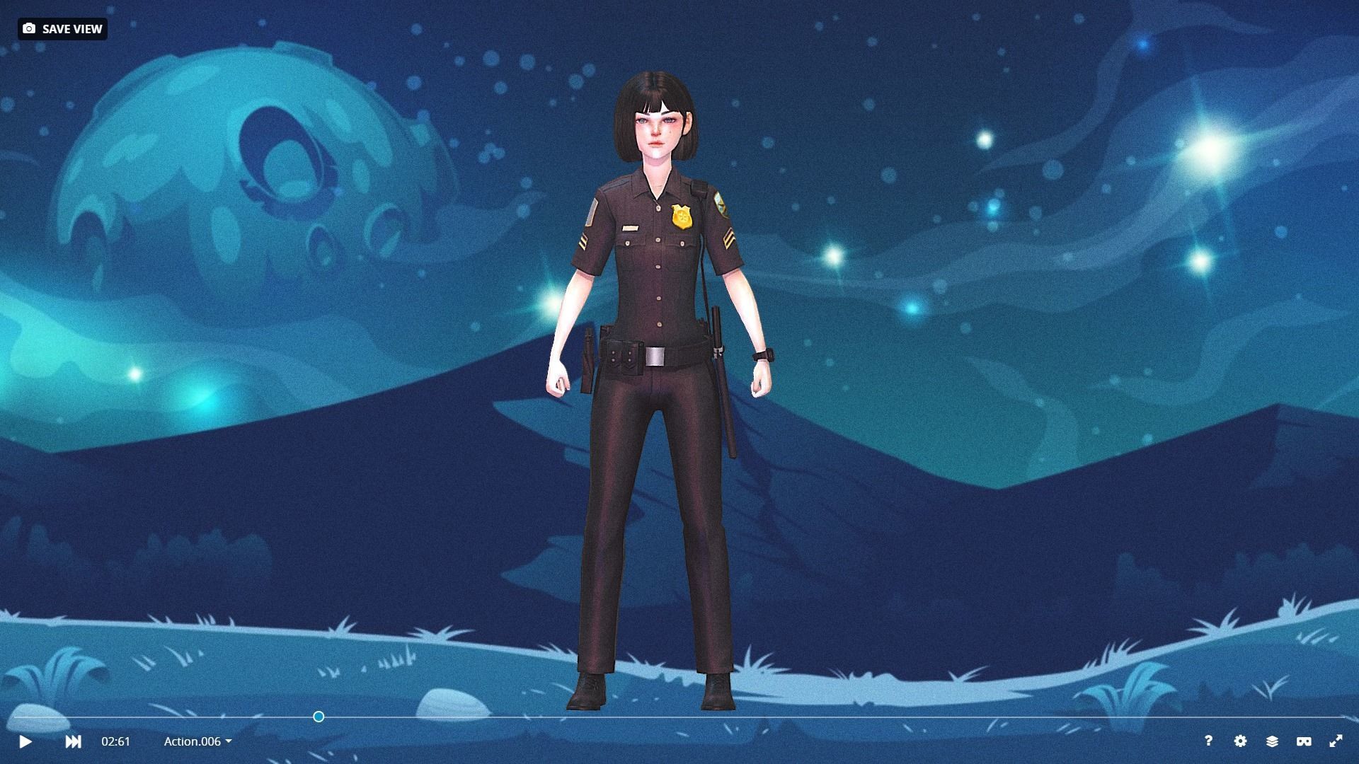 Low Poly and Rigged 3D Women Ready for Action Low-poly 3D model_7