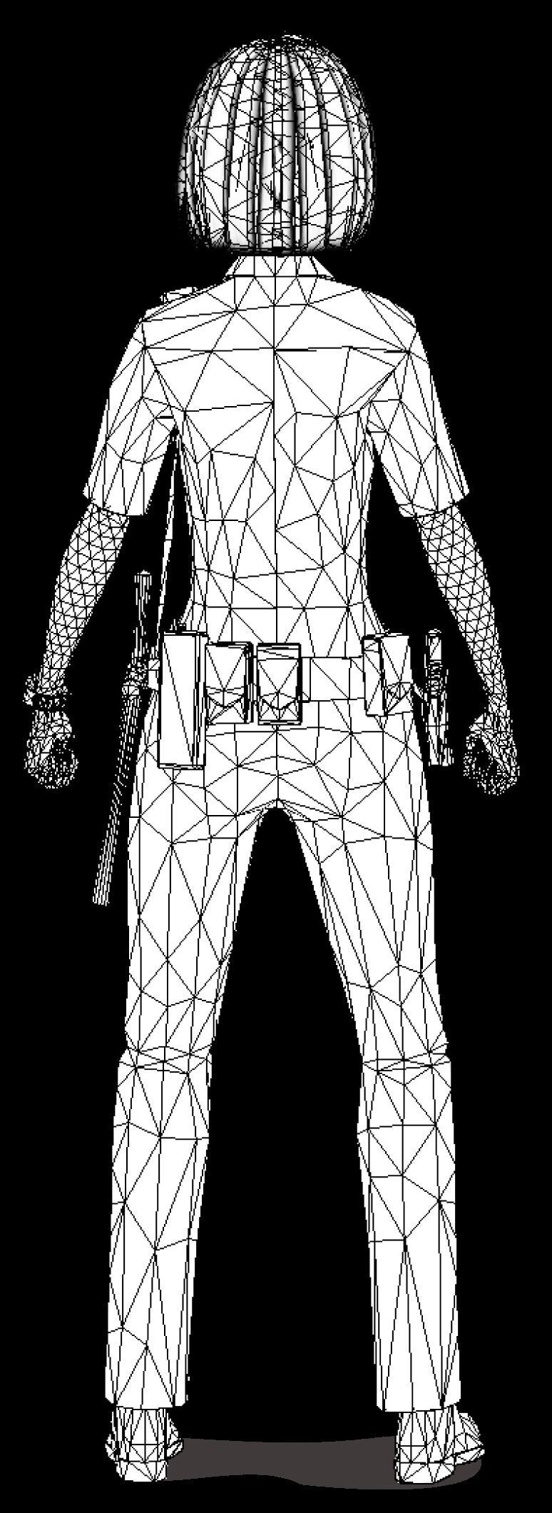 Low Poly and Rigged 3D Women Ready for Action Low-poly 3D model_28