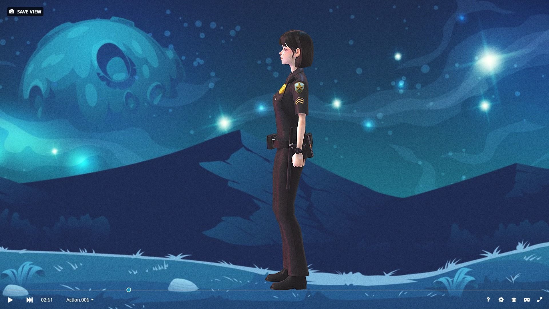 Low Poly and Rigged 3D Women Ready for Action Low-poly 3D model_10