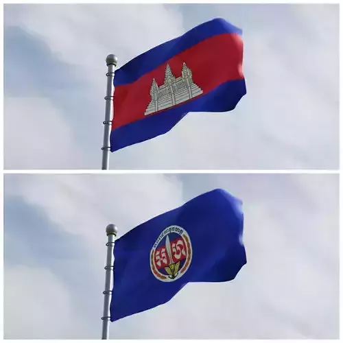 Animated Cambodia Flags 3D model