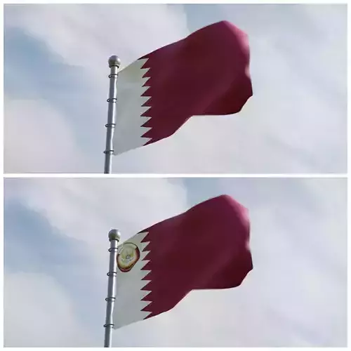 Animated Qatar Flags 3D model