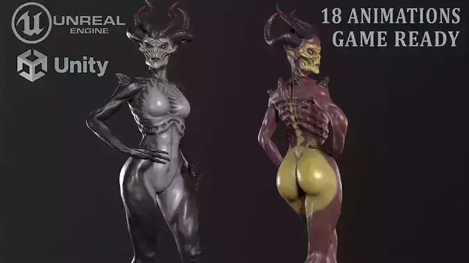 Demoness Mage Low-poly 3D model