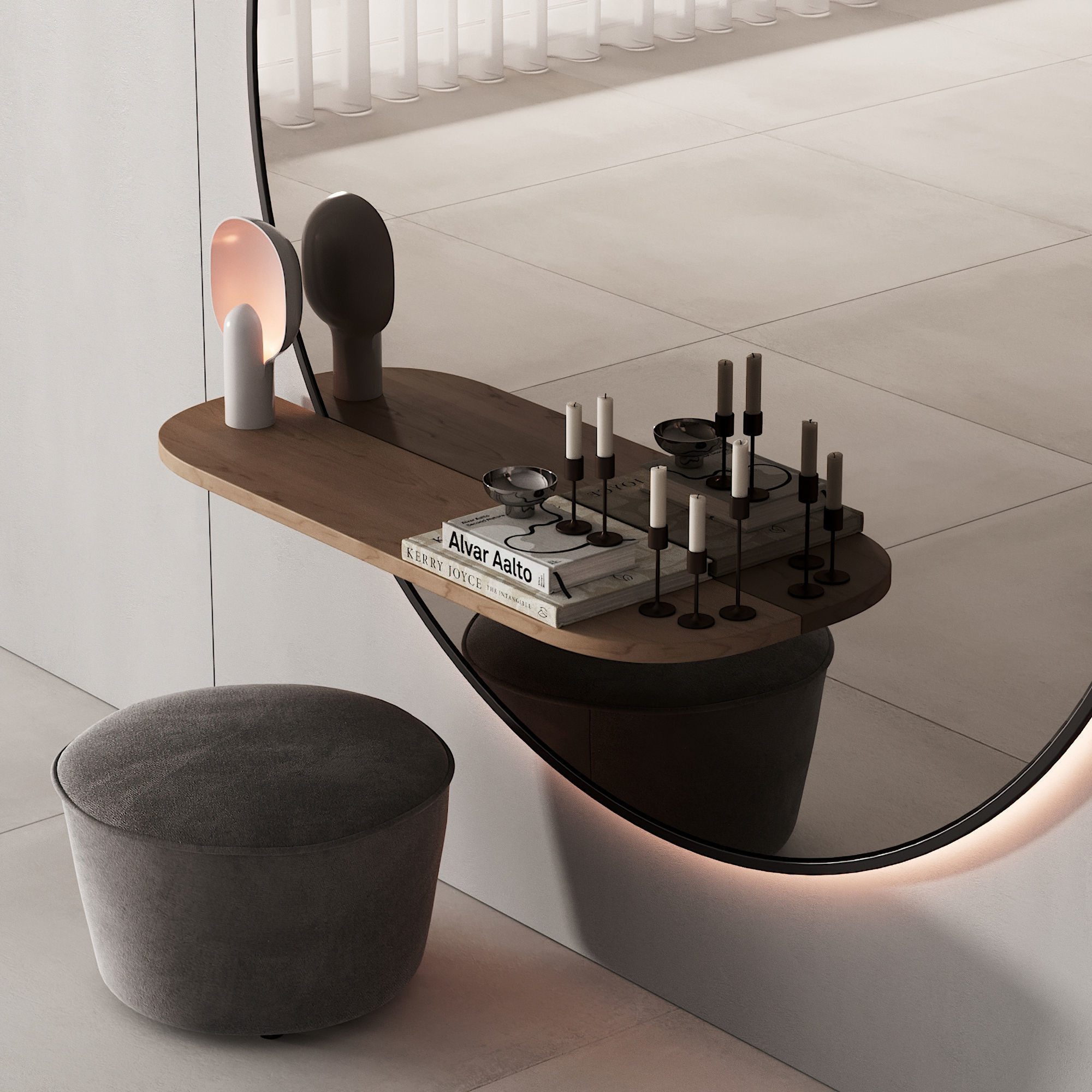 229 hallway zone 06 large round minimal round mirror 01 3D model_4